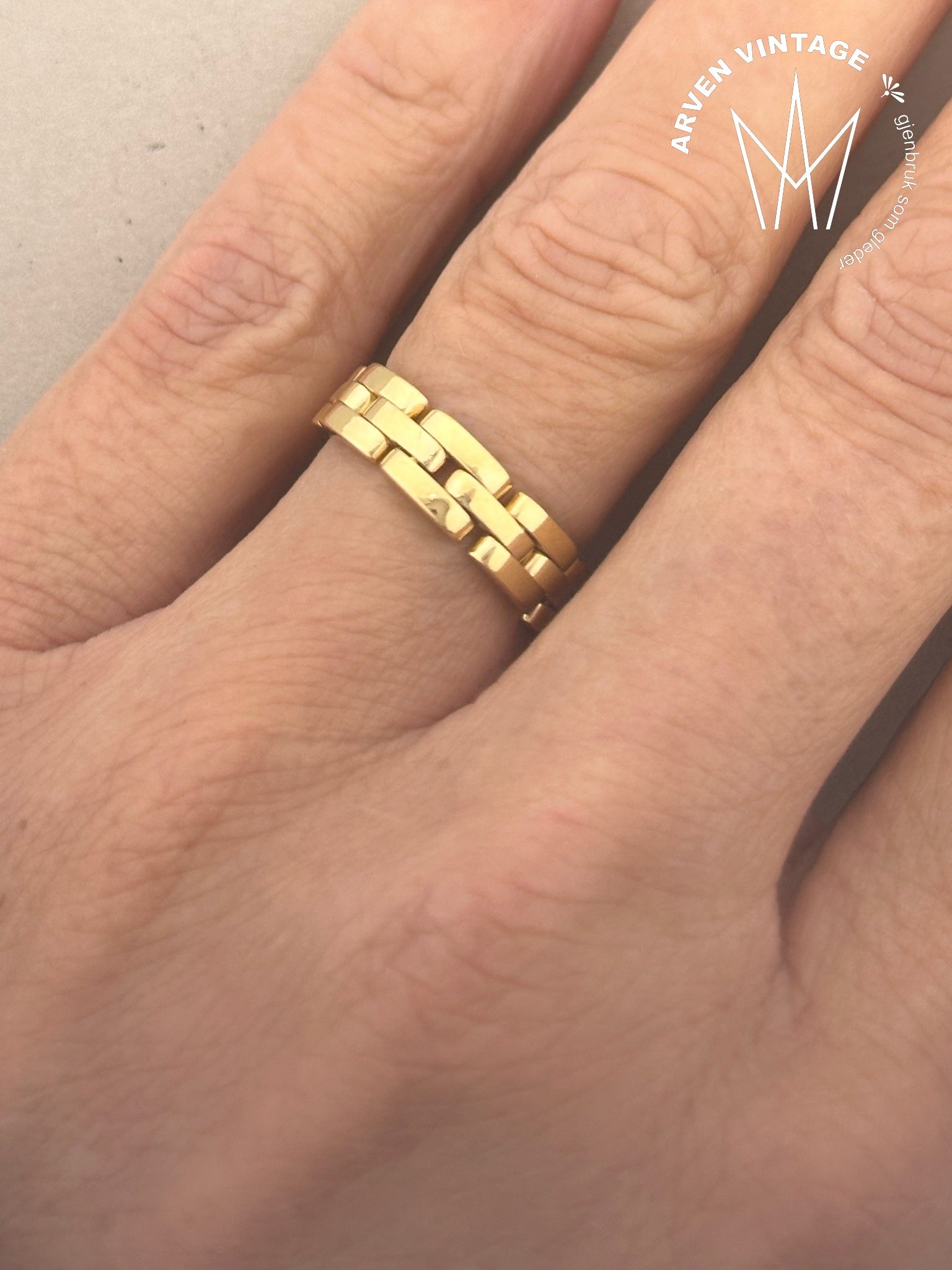 Vintage 18K gullring str 56