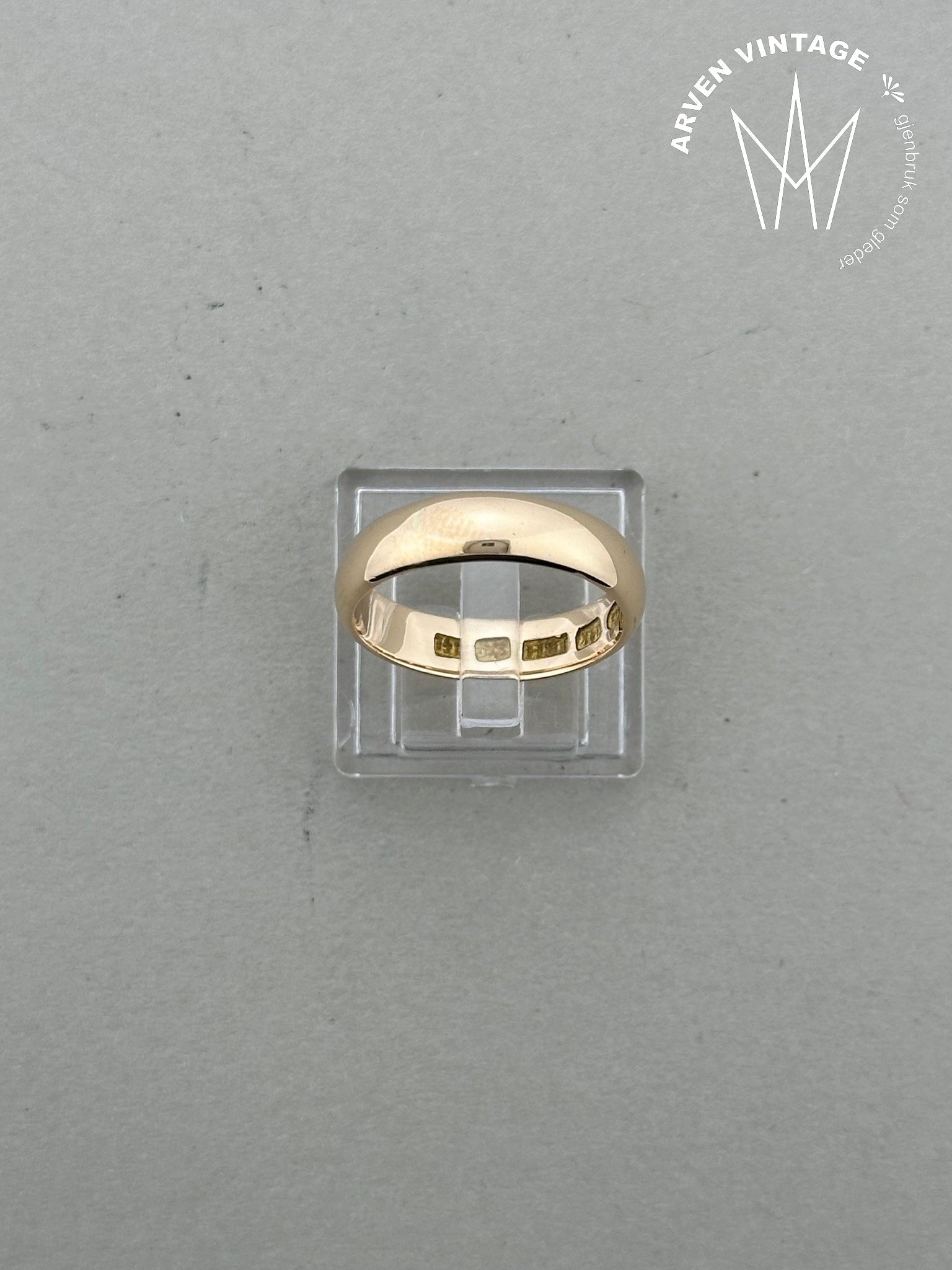 Vintage glatt ring gult gull str 53