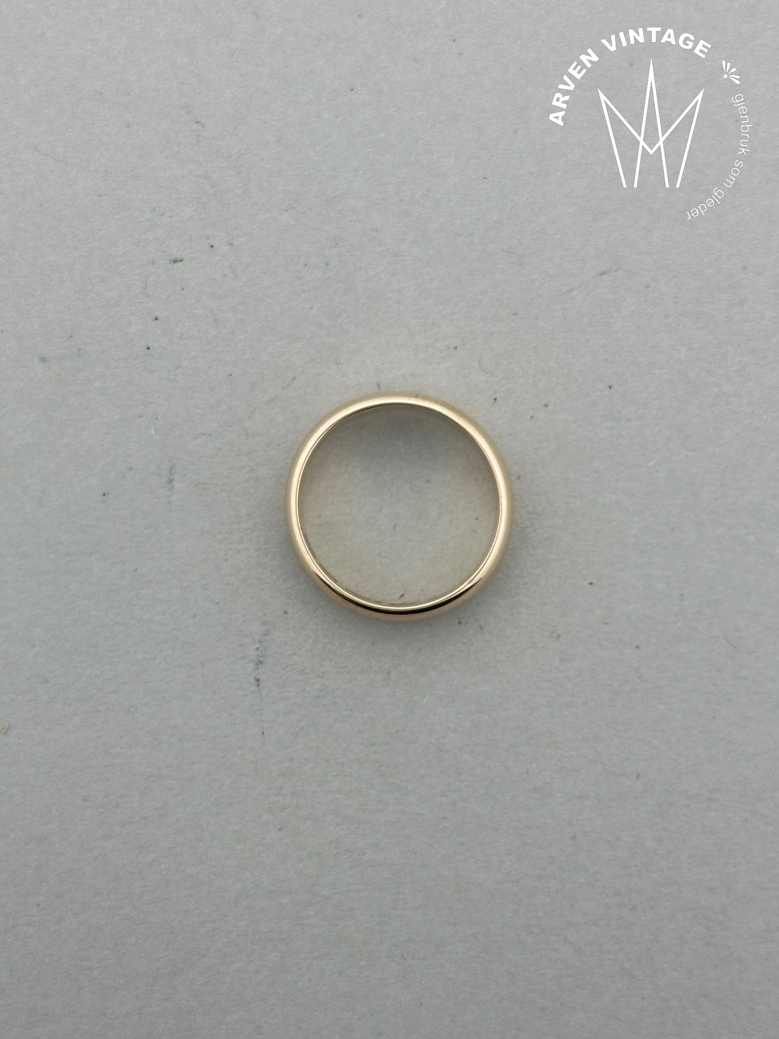 Vintage glatt ring gult gull str 53