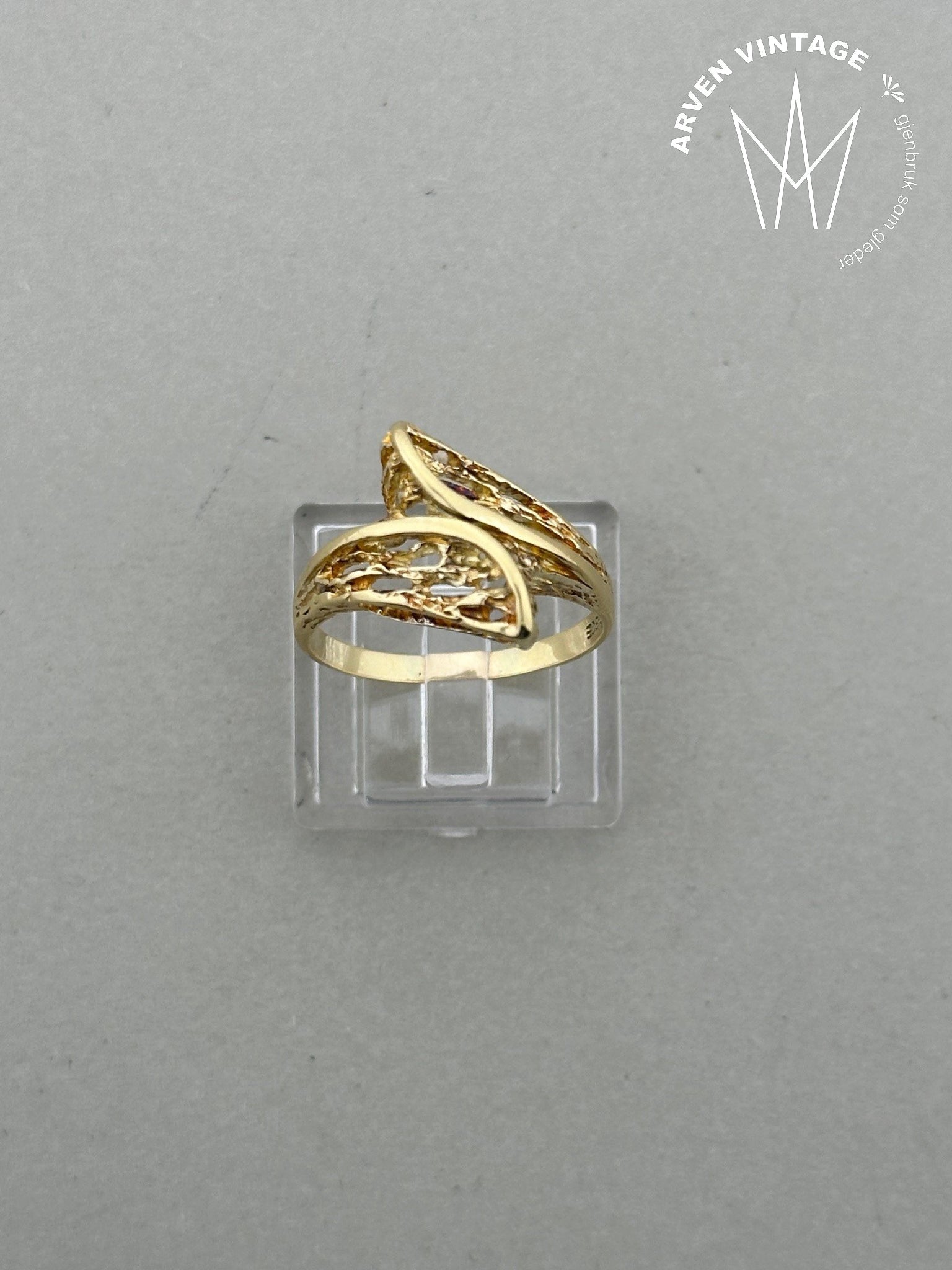 Vintage ring gult gull str 56