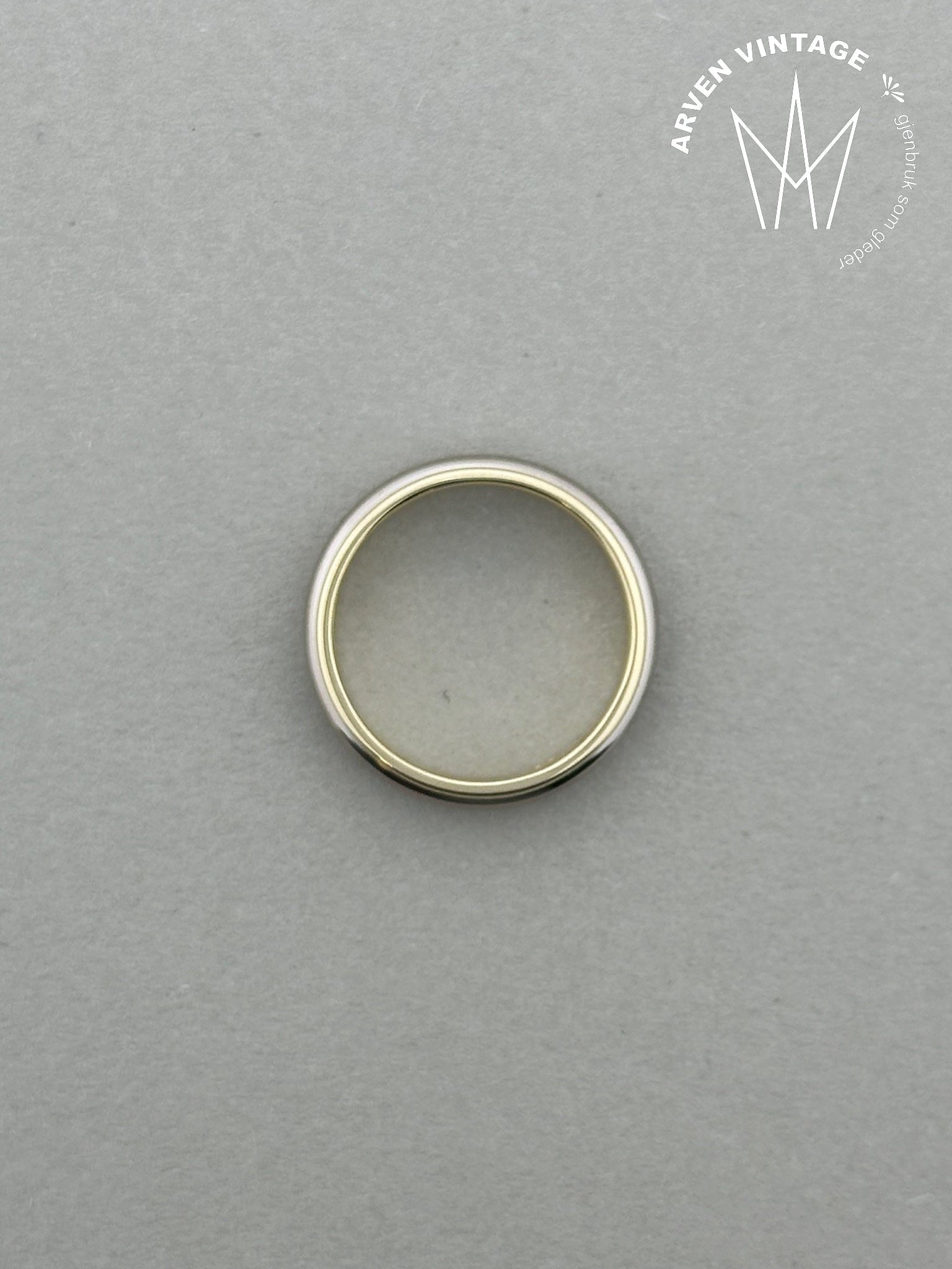 Vintage ring hvitt og gult gull str 50