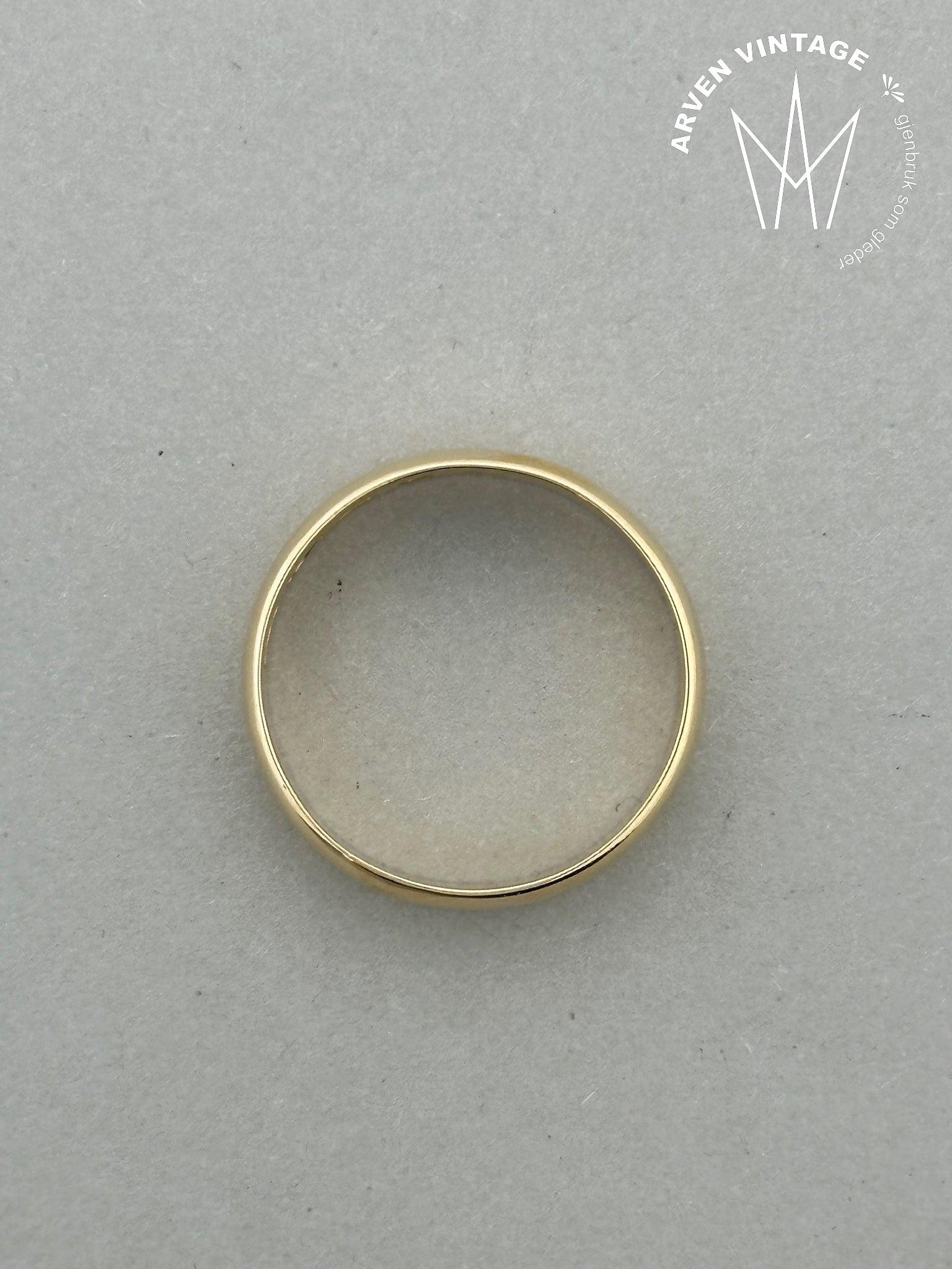 Vintage glatt ring 18K gult gull str 61