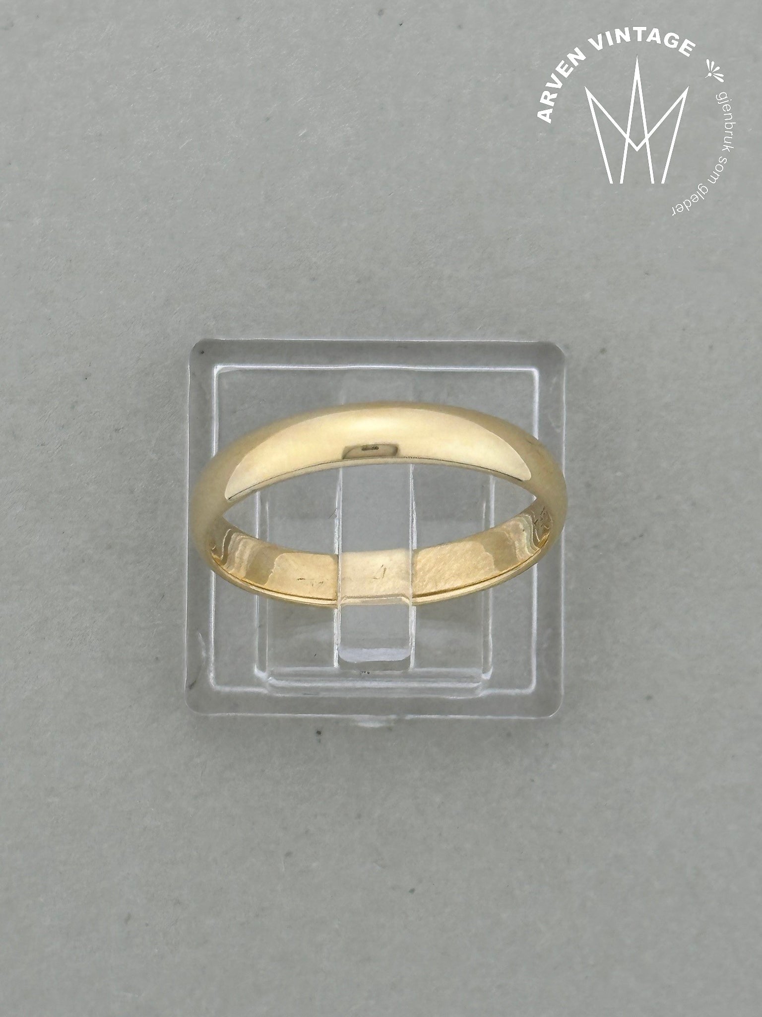 Vintage glatt ring gult gull str 56