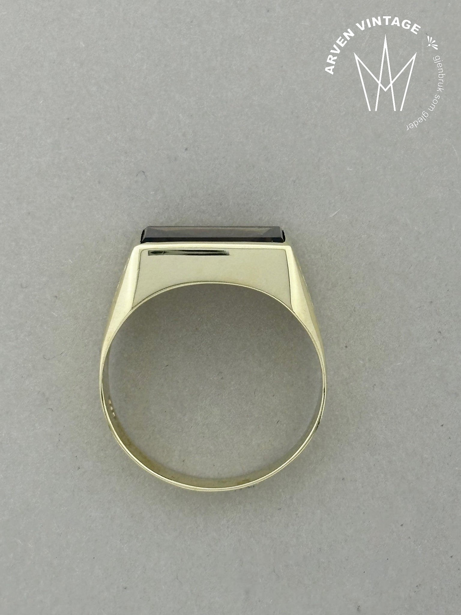 Vintage ring gult gull med sten str 62