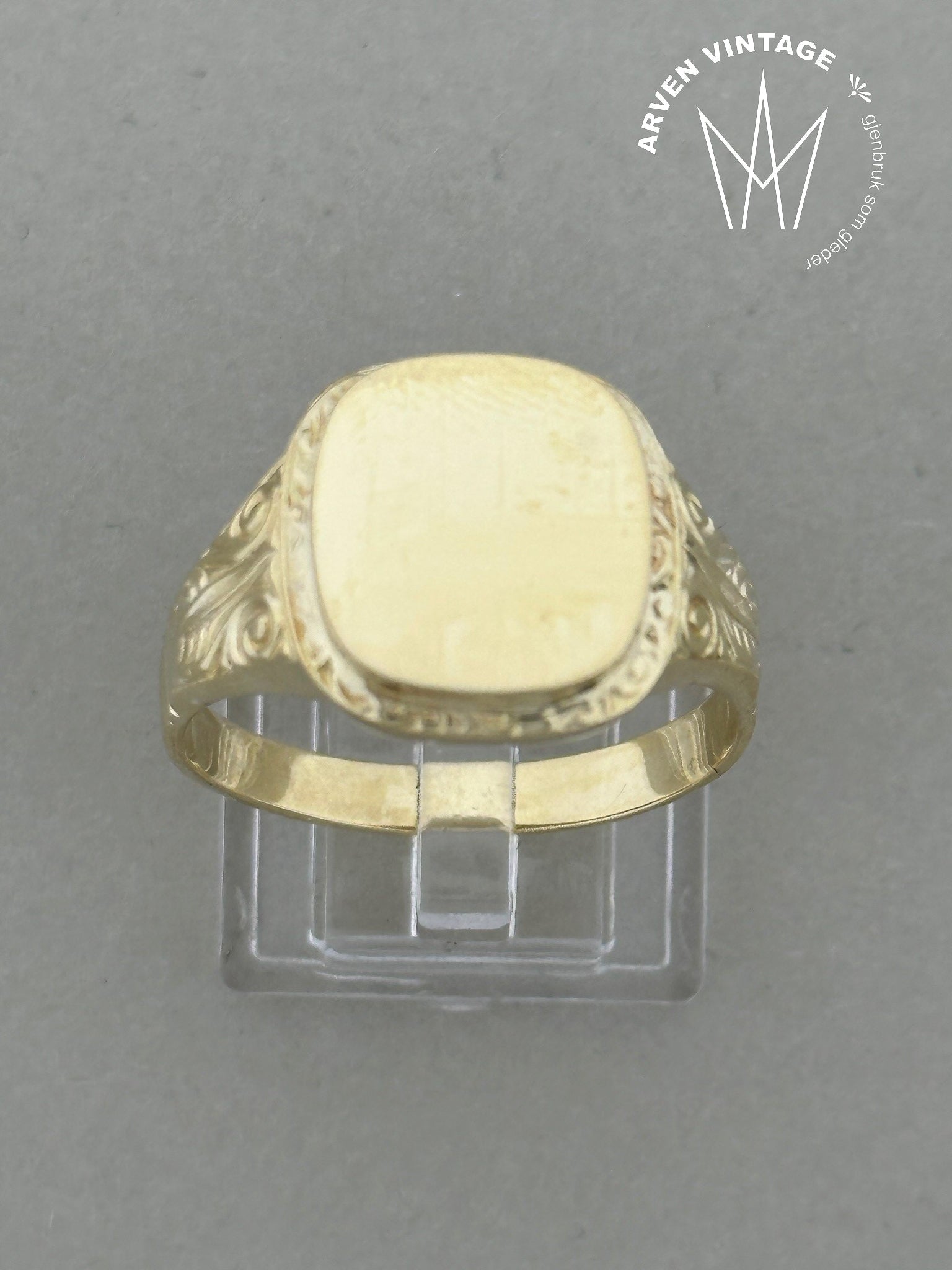 Vintage signetring gult gull str 71