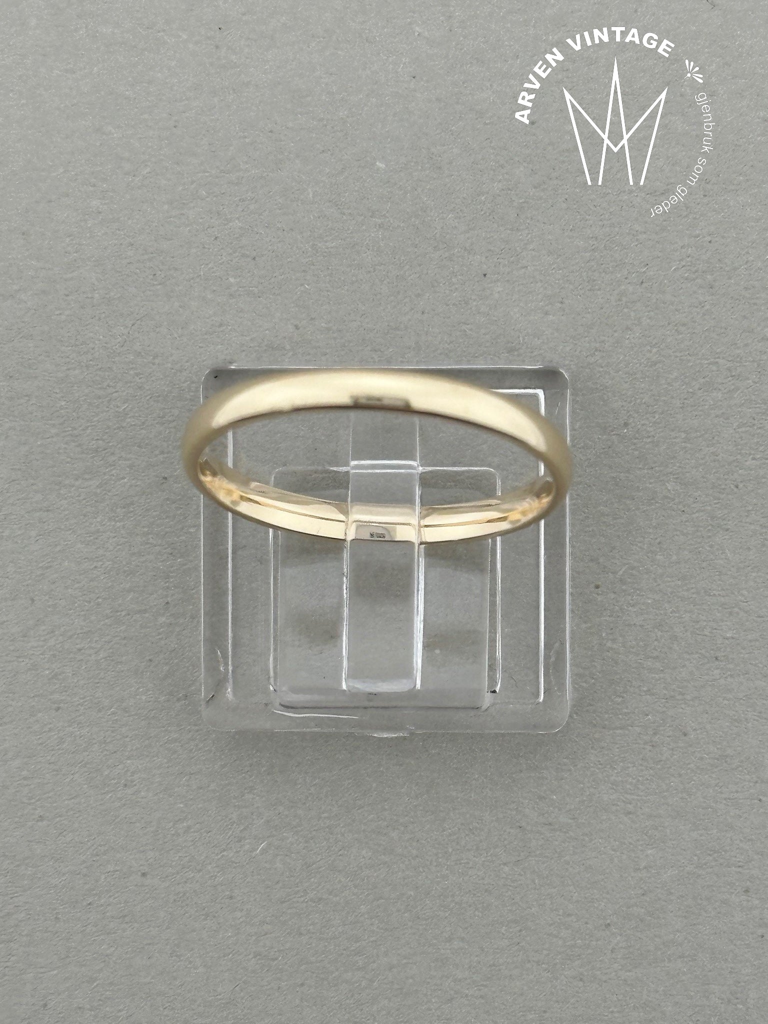 Vintage glatt ring gult gull str 59