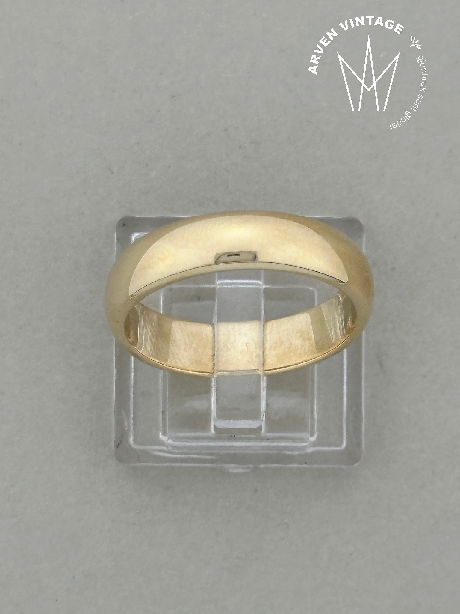 Vintage glatt ring gult gull str 58
