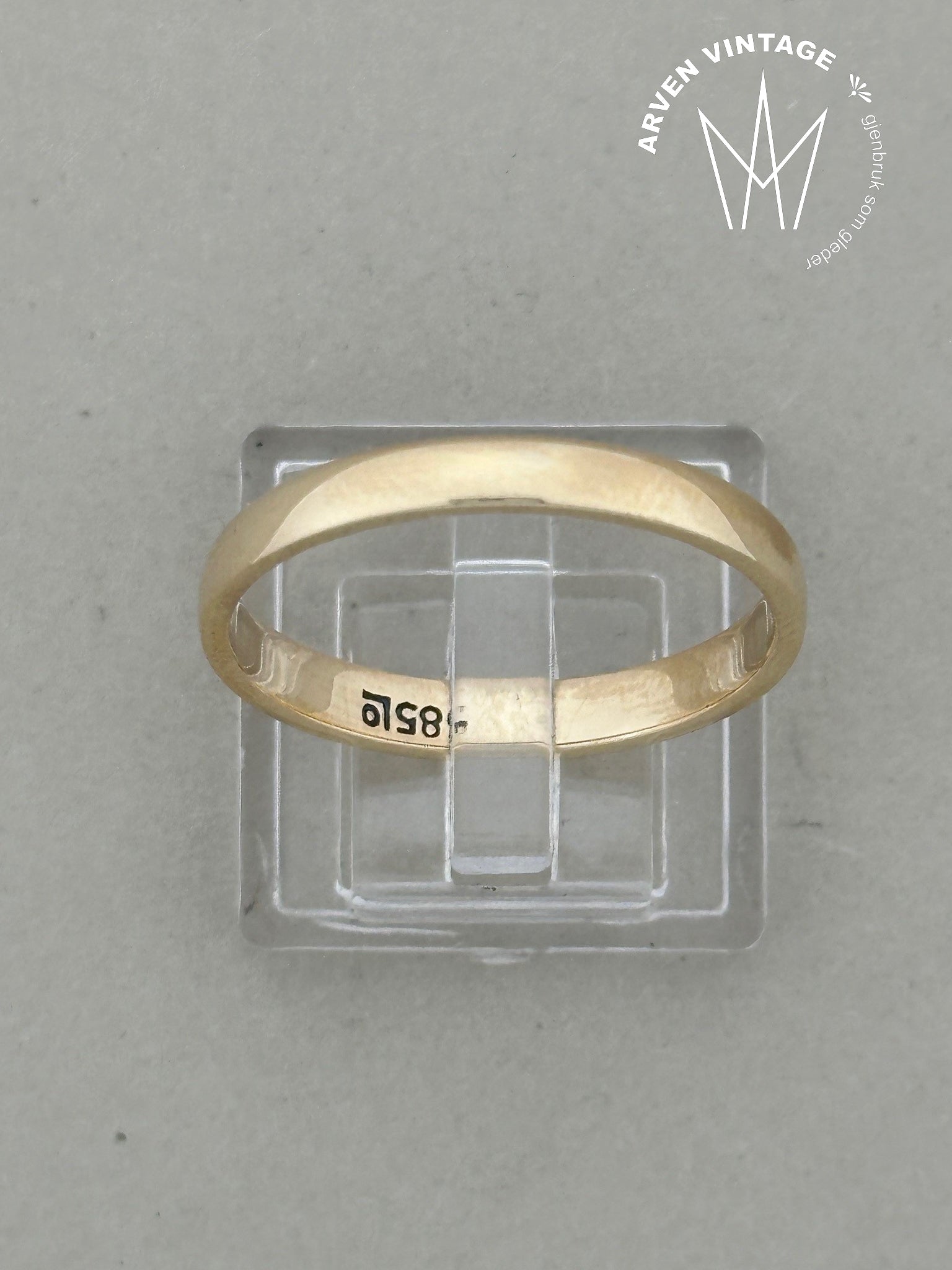 Vintage glatt ring gult gull str 64