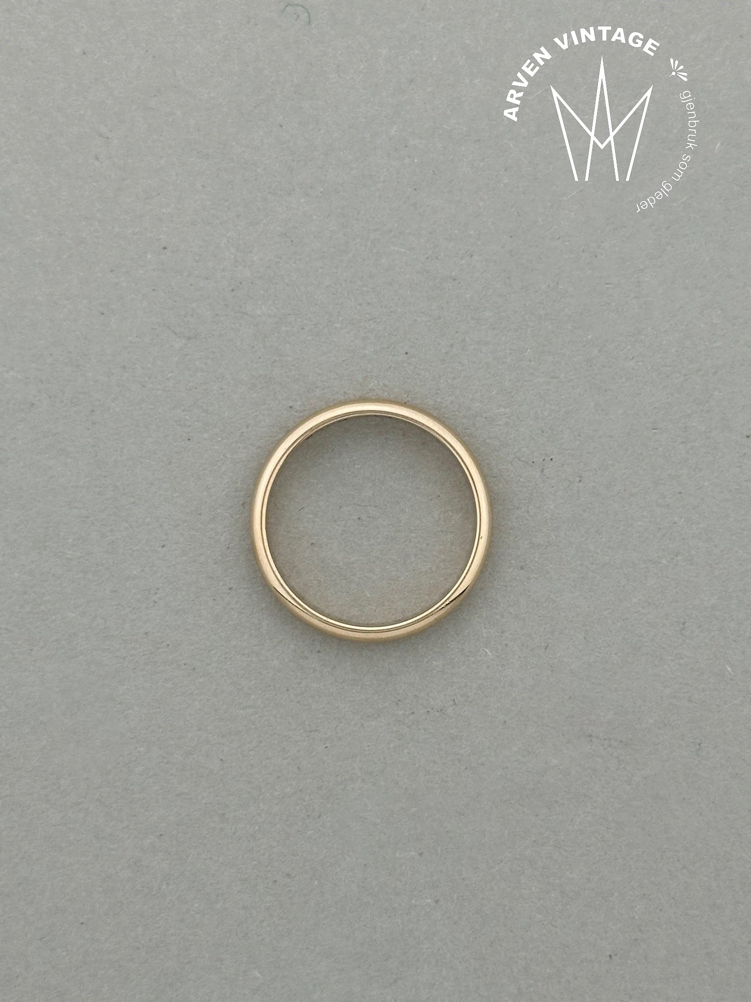 Vintage glatt ring gult gull str 50