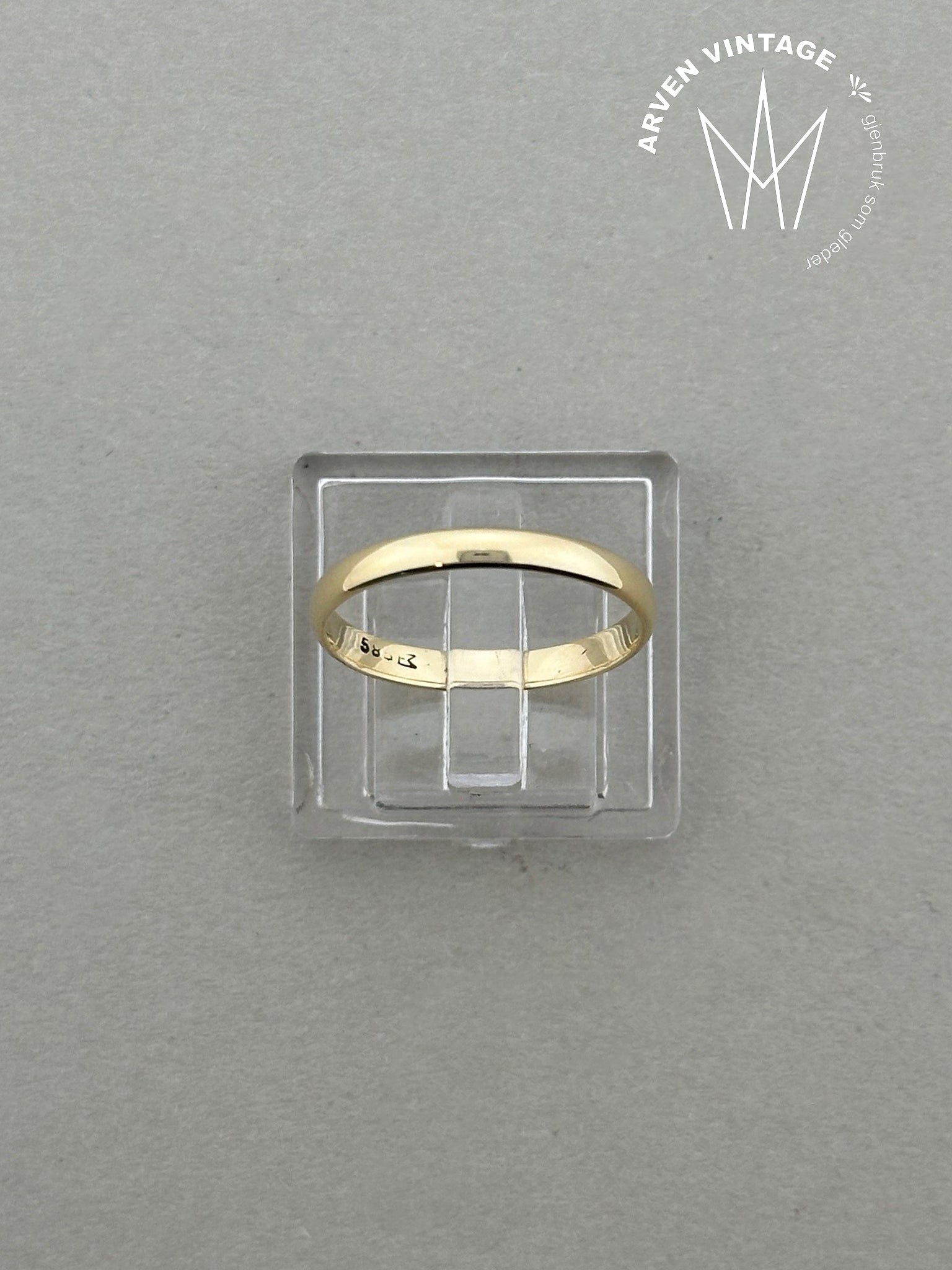 Vintage glatt ring gult gull str 50