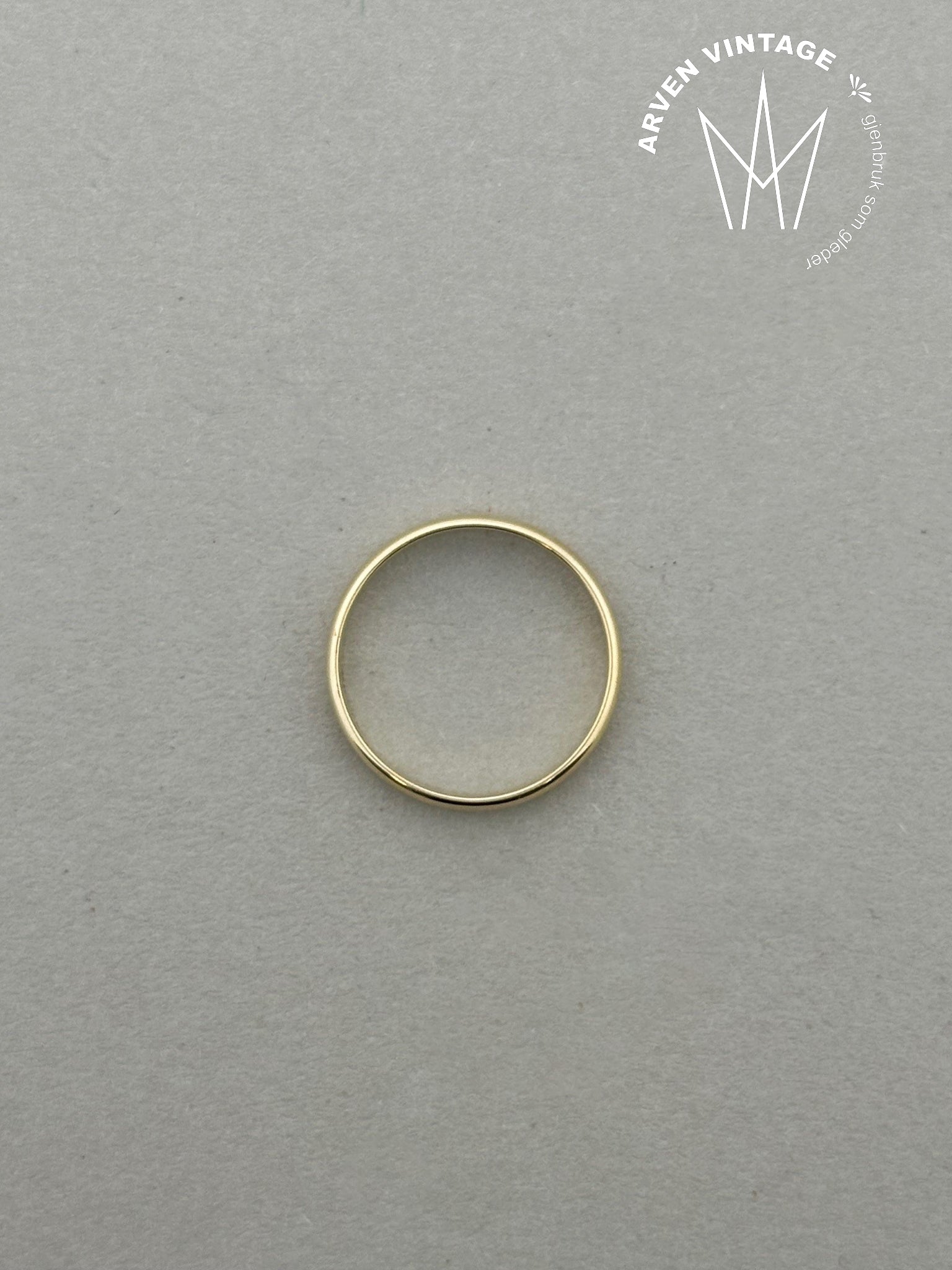 Vintage glatt ring gult gull str 50