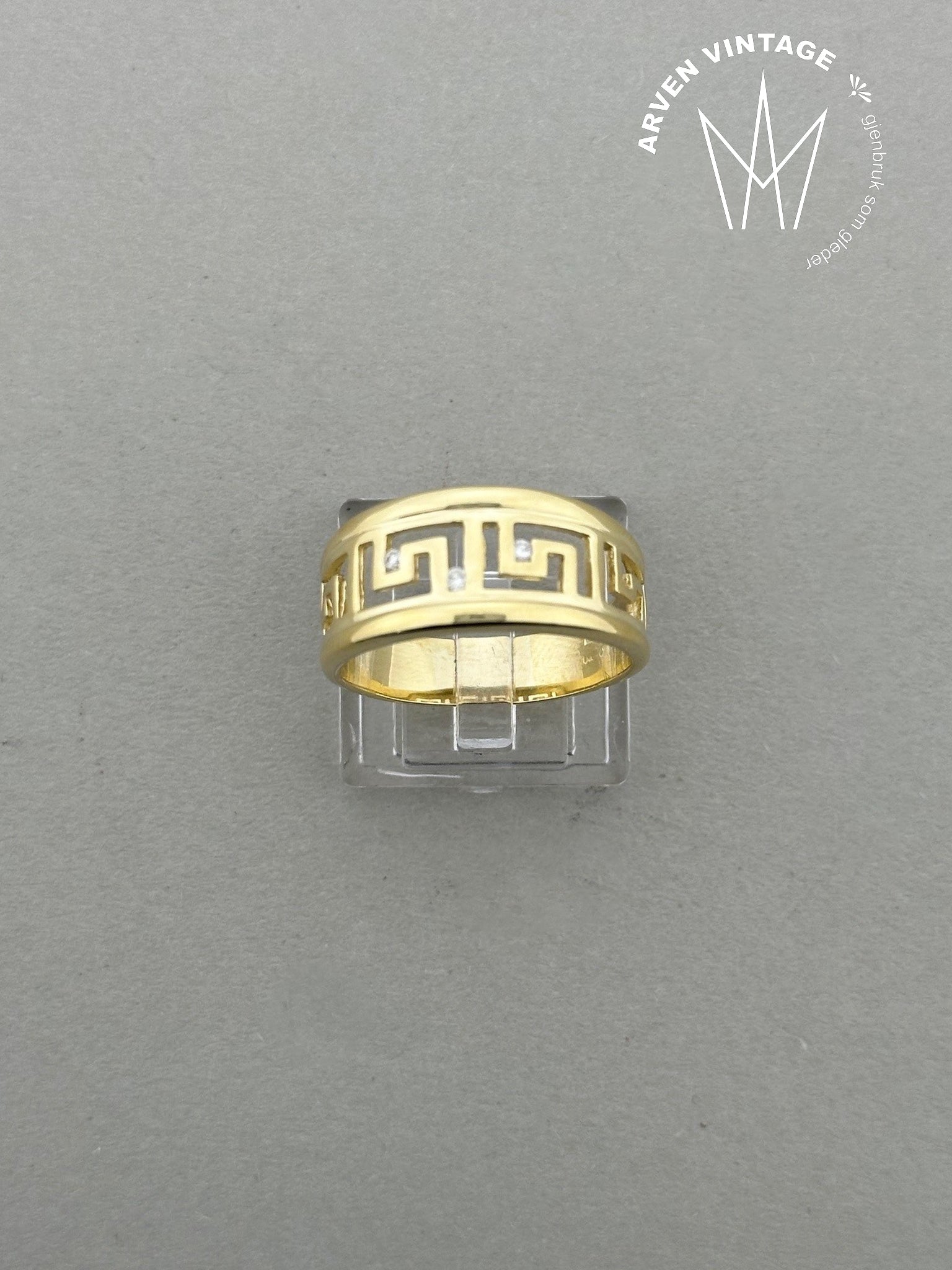 Vintage diamantring gult gull str 62