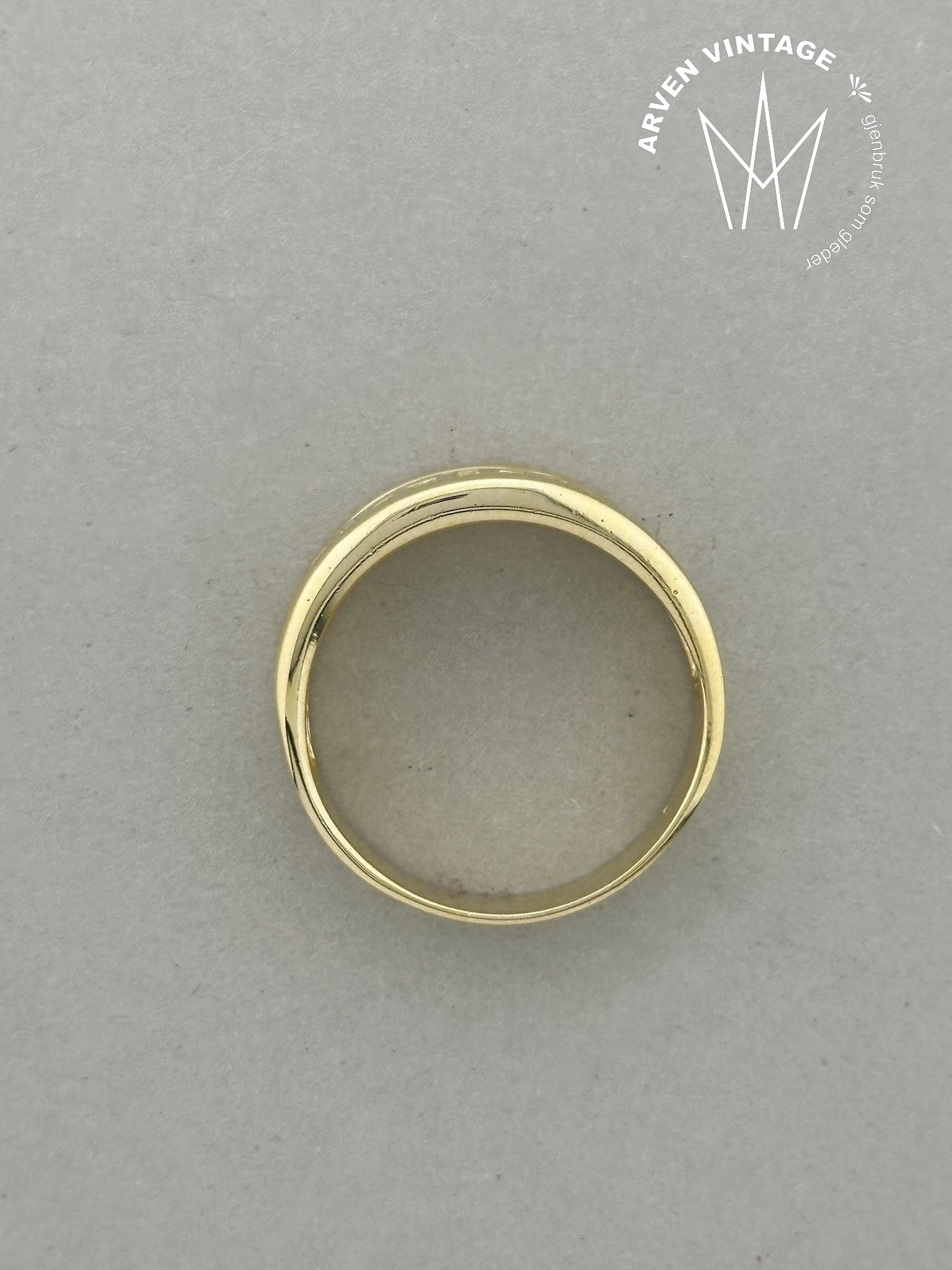 Vintage diamantring gult gull str 62