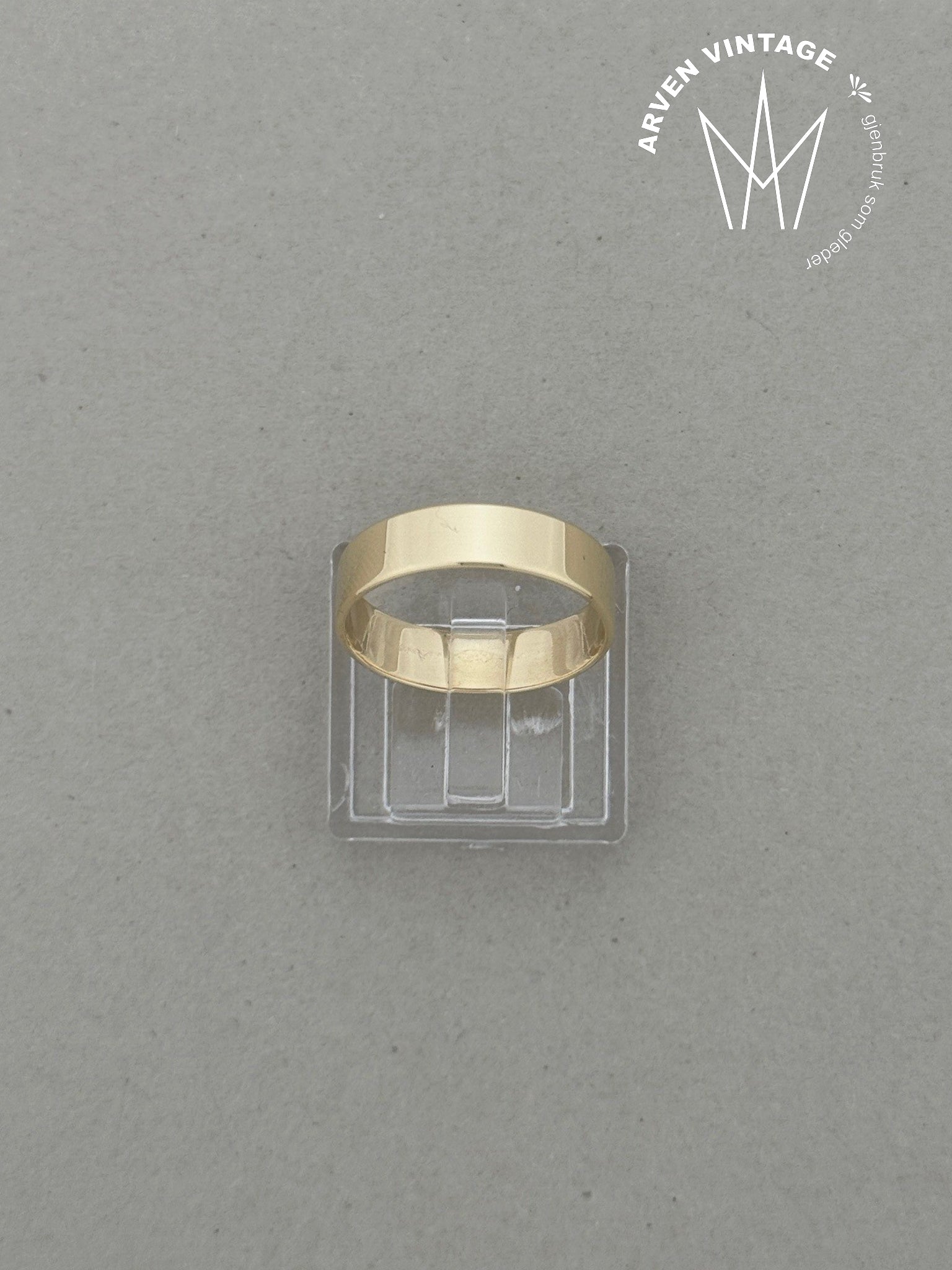 Vintage glatt ring gult gull str 55