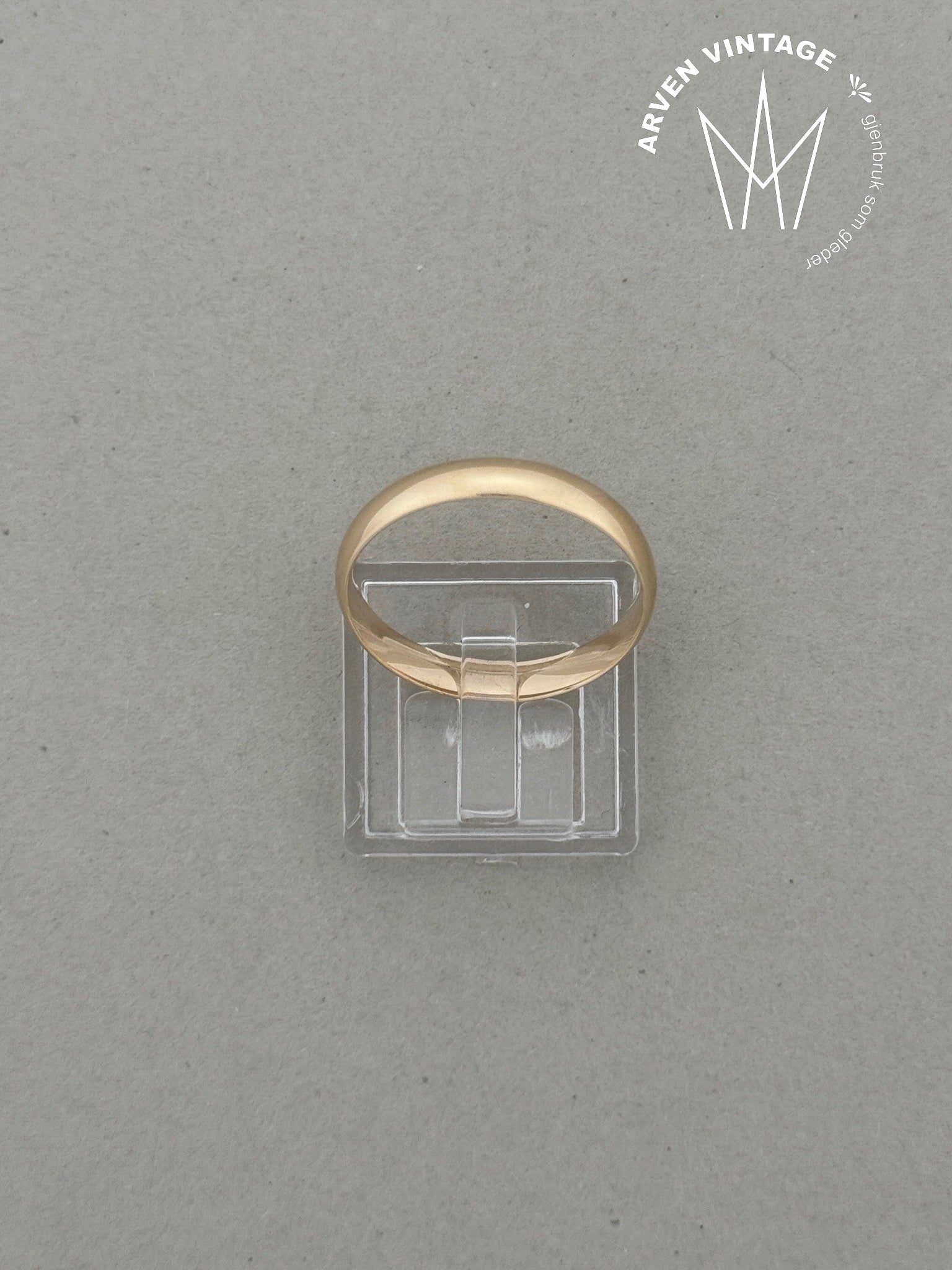 Vintage glatt ring gult gull str 62