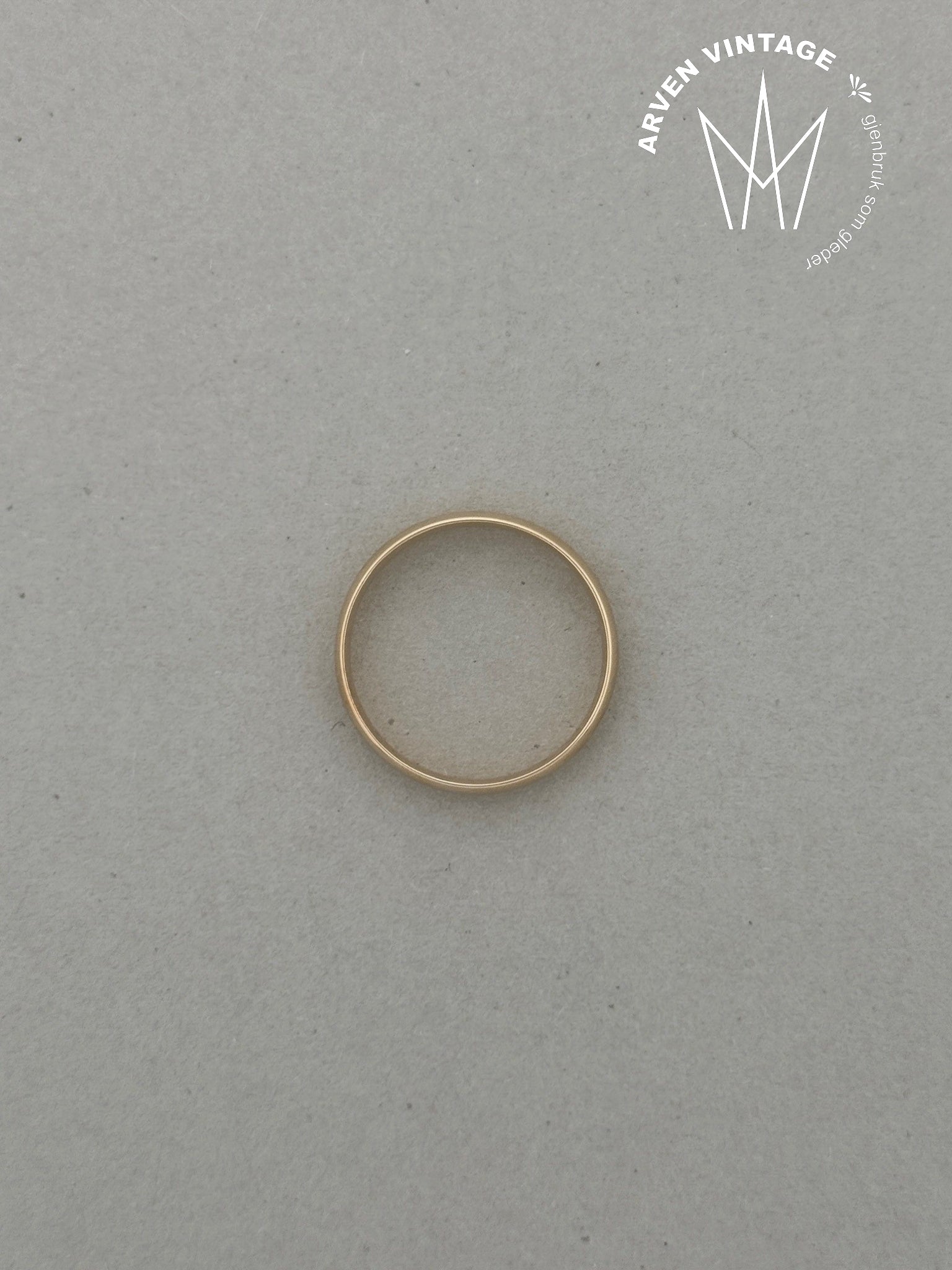 Vintage glatt ring gult gull str 62