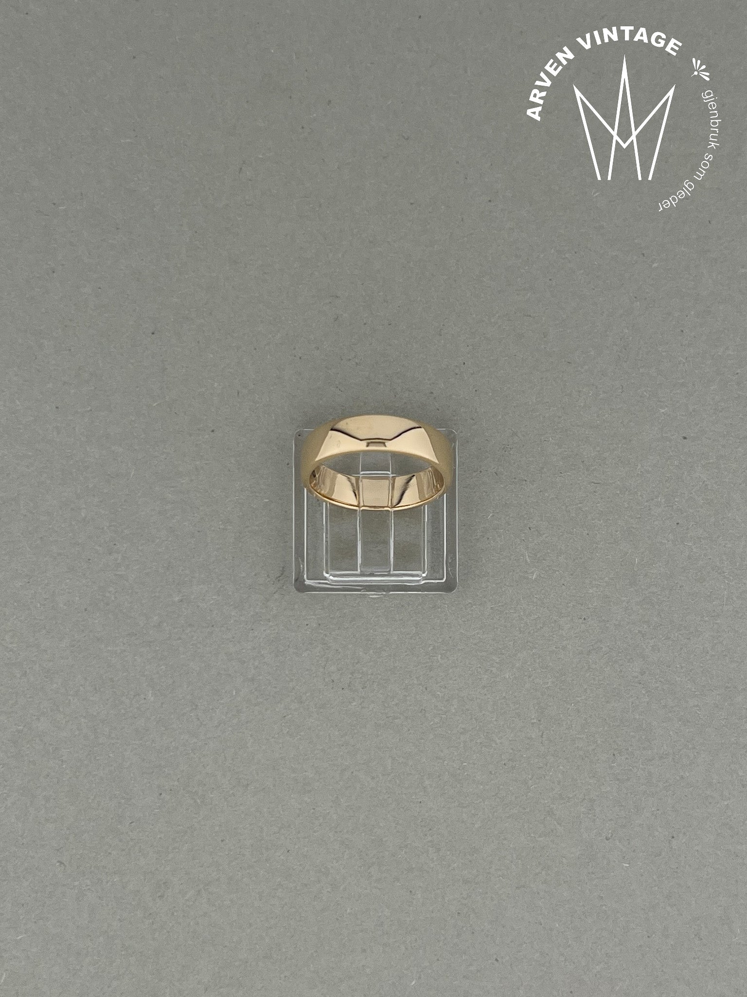 Vintage glatt ring gult gull str 51