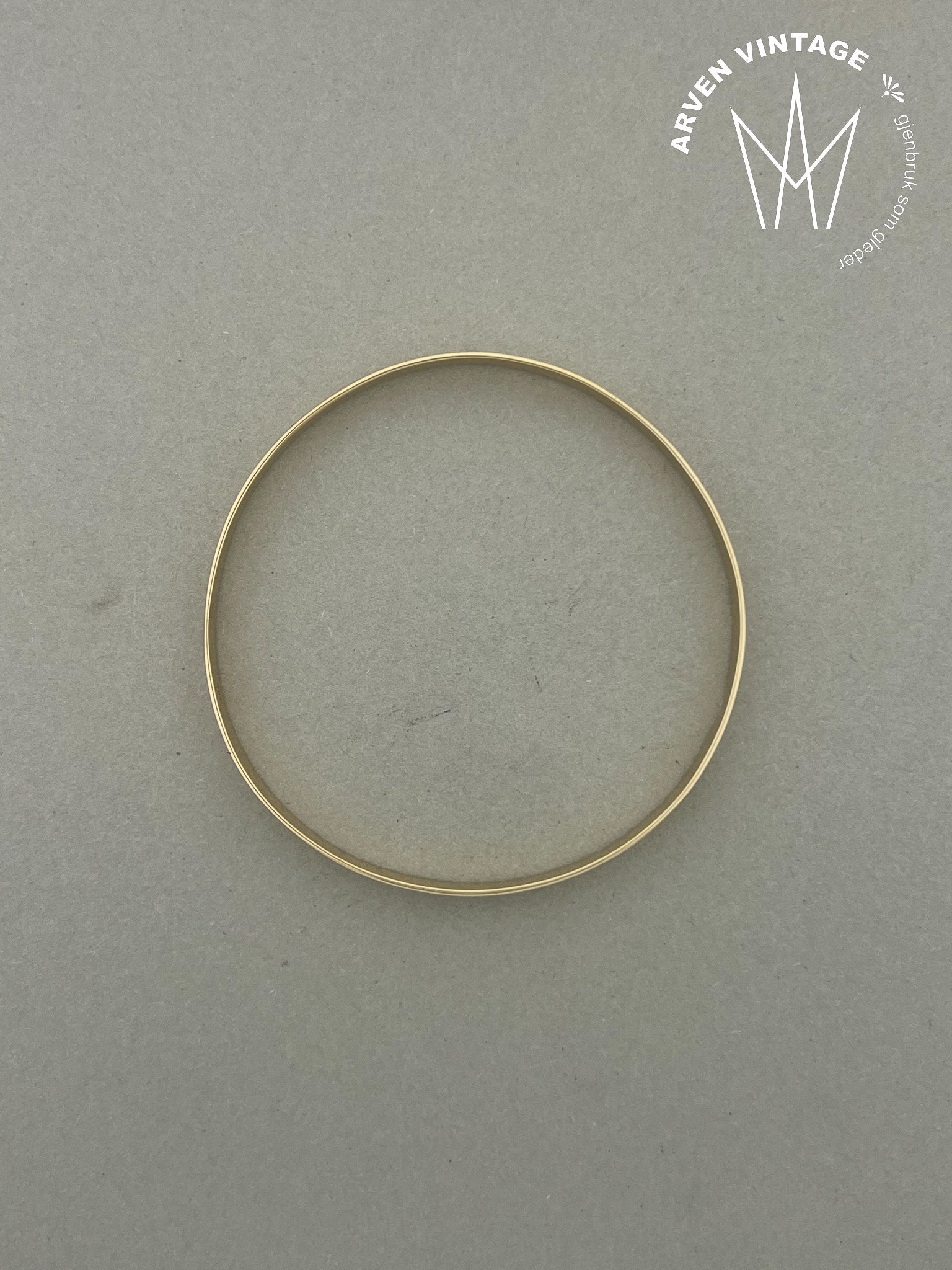 Vintage glatt armbånd gult gull 21cm