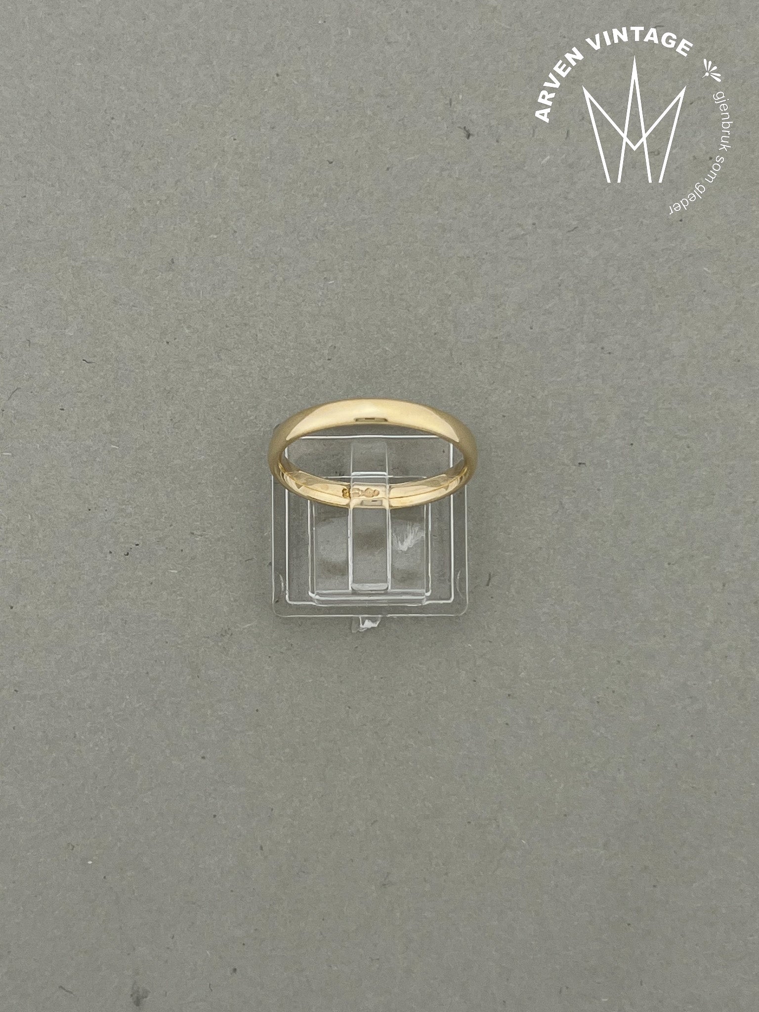 Vintage glatt ring gult gull str 59