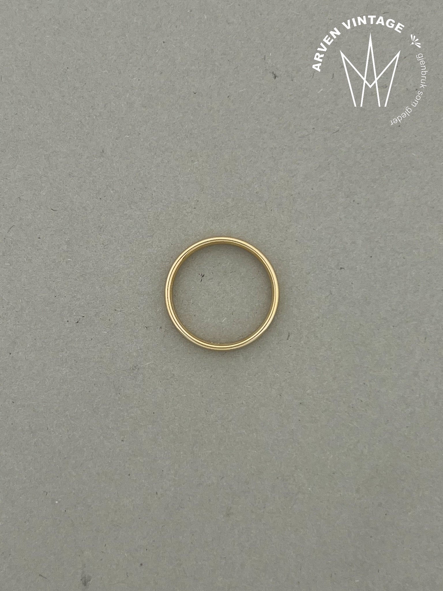 Vintage glatt ring gult gull str 59