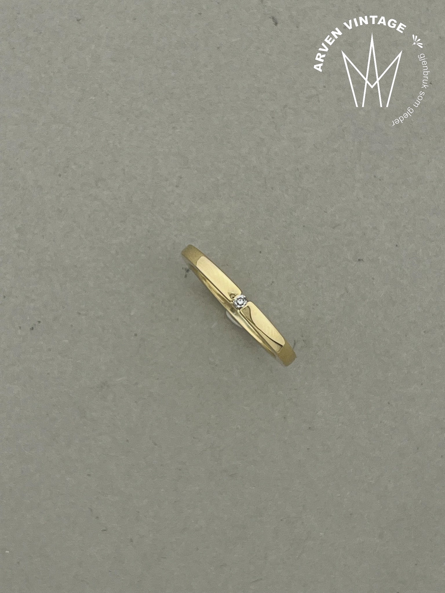 Vintage diamantring gult gull str 57