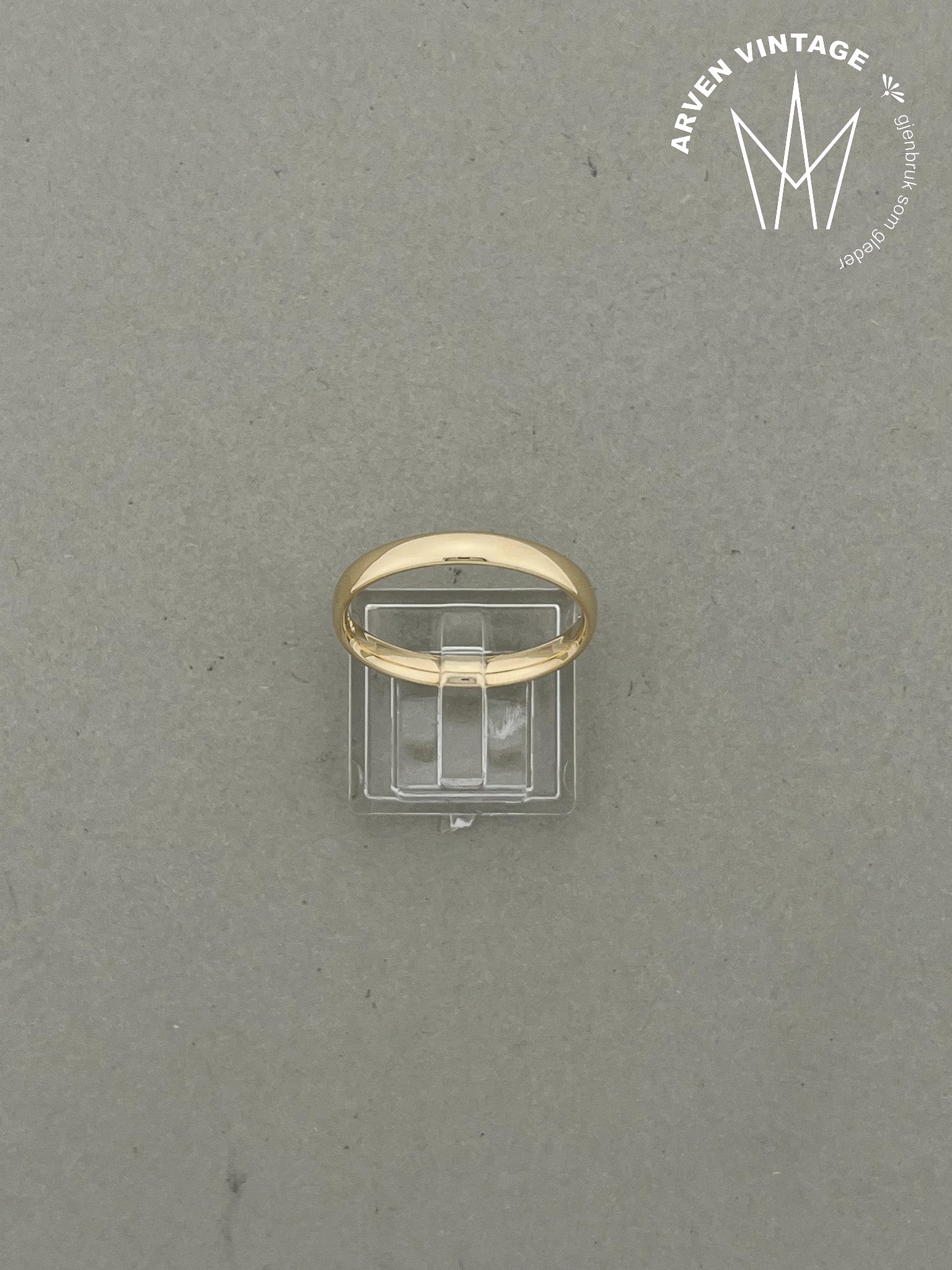 Vintage glatt ring gult gull str 65