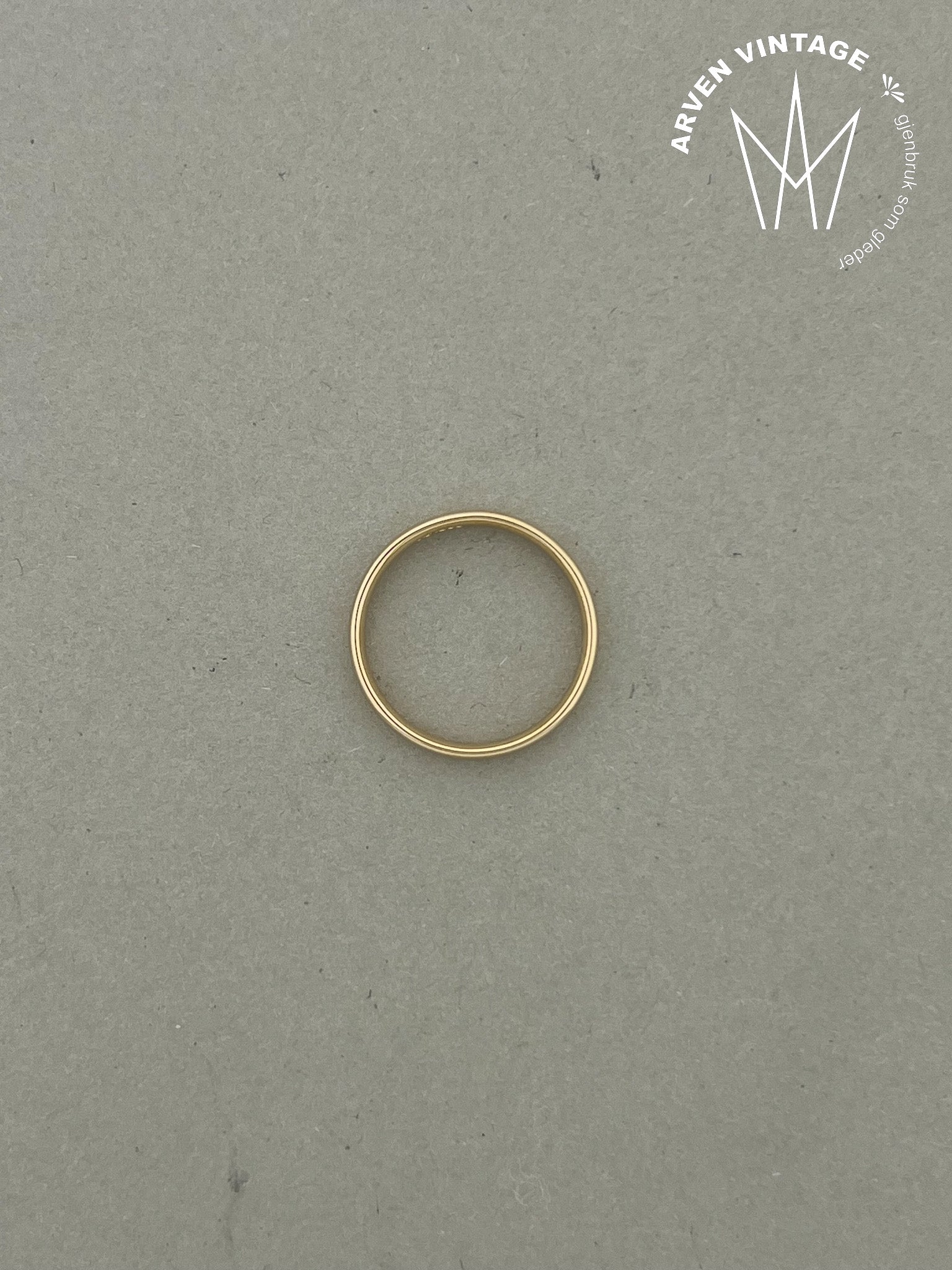 Vintage glatt ring gult gull str 65