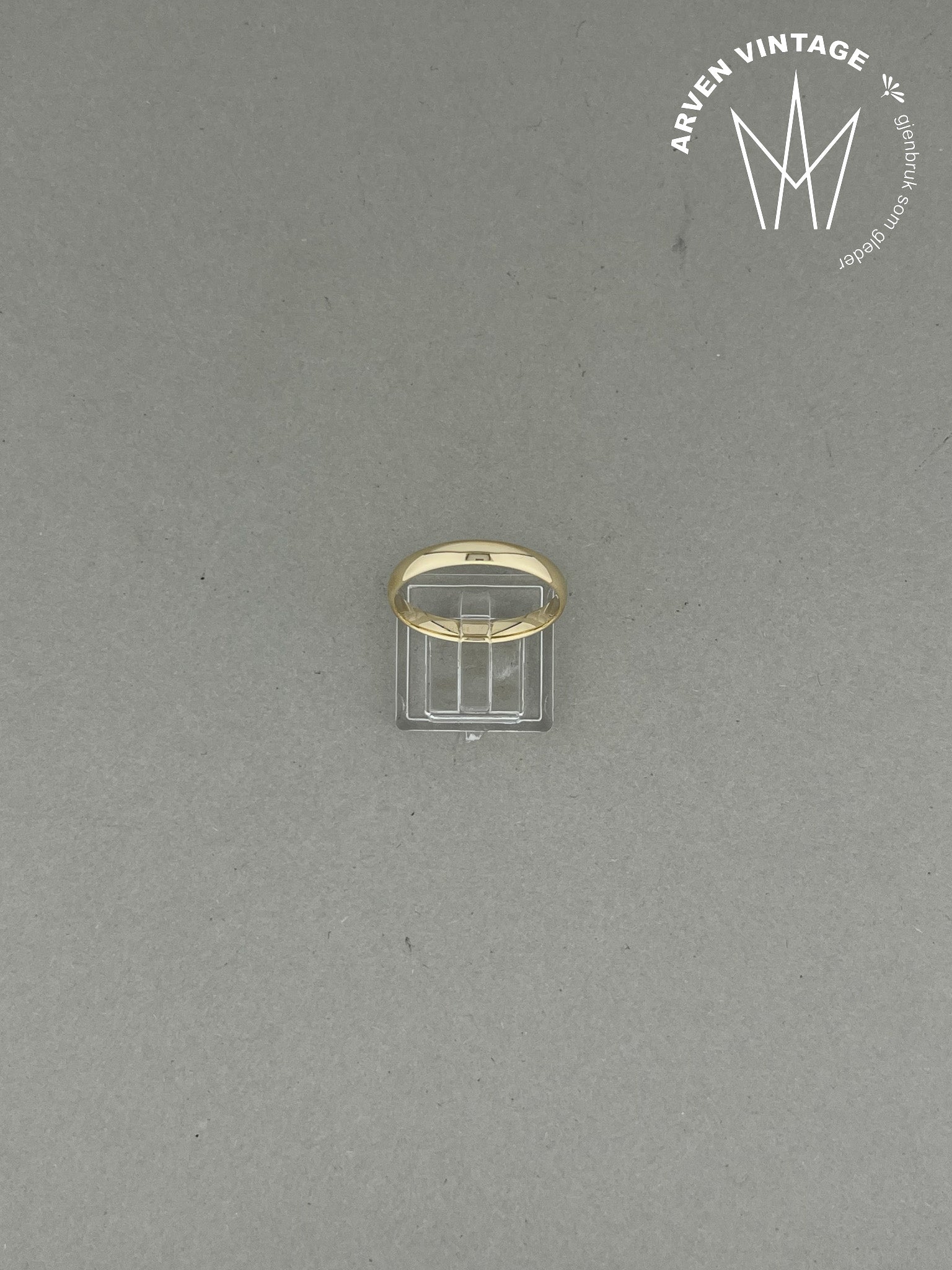 Vintage glatt ring gult gull str 65