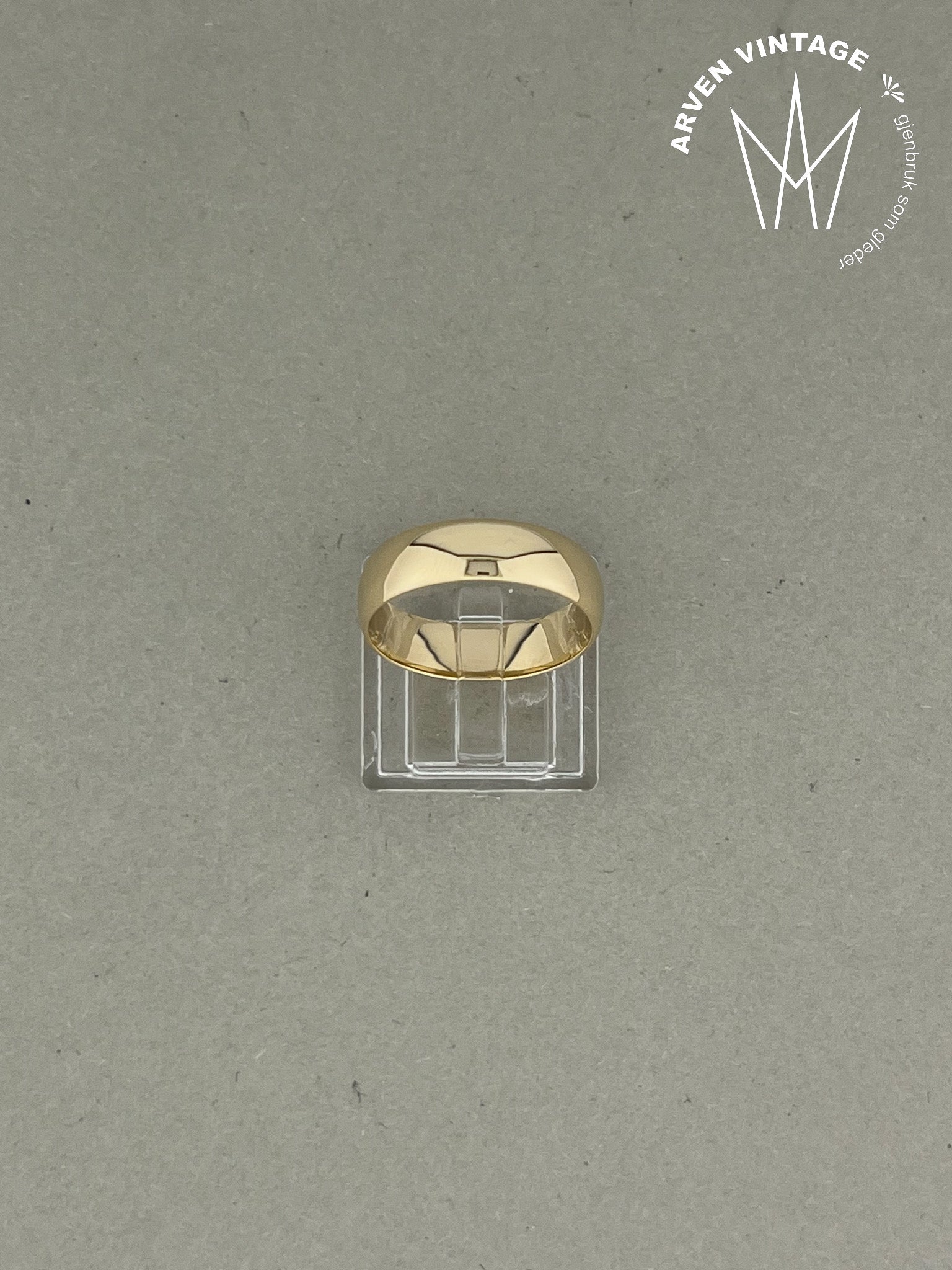 Vintage glatt ring gult gull str 58