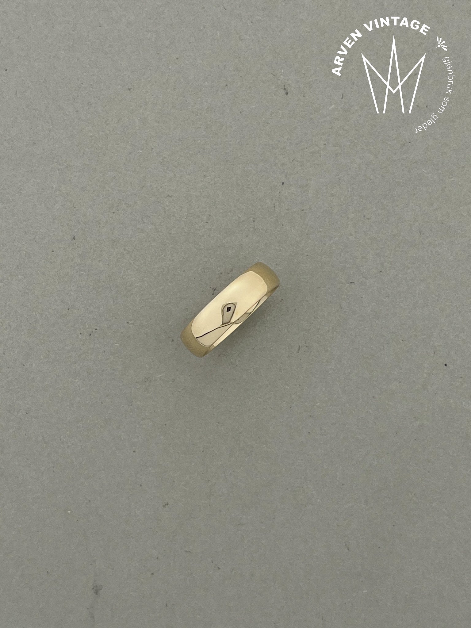 Vintage glatt ring gult gull str 58