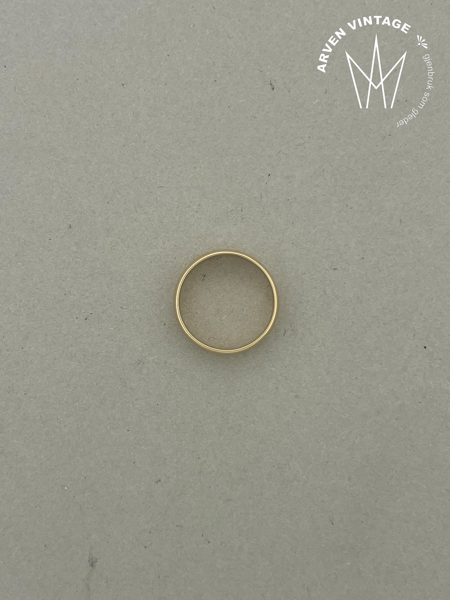 Vintage glatt ring gult gull str 58