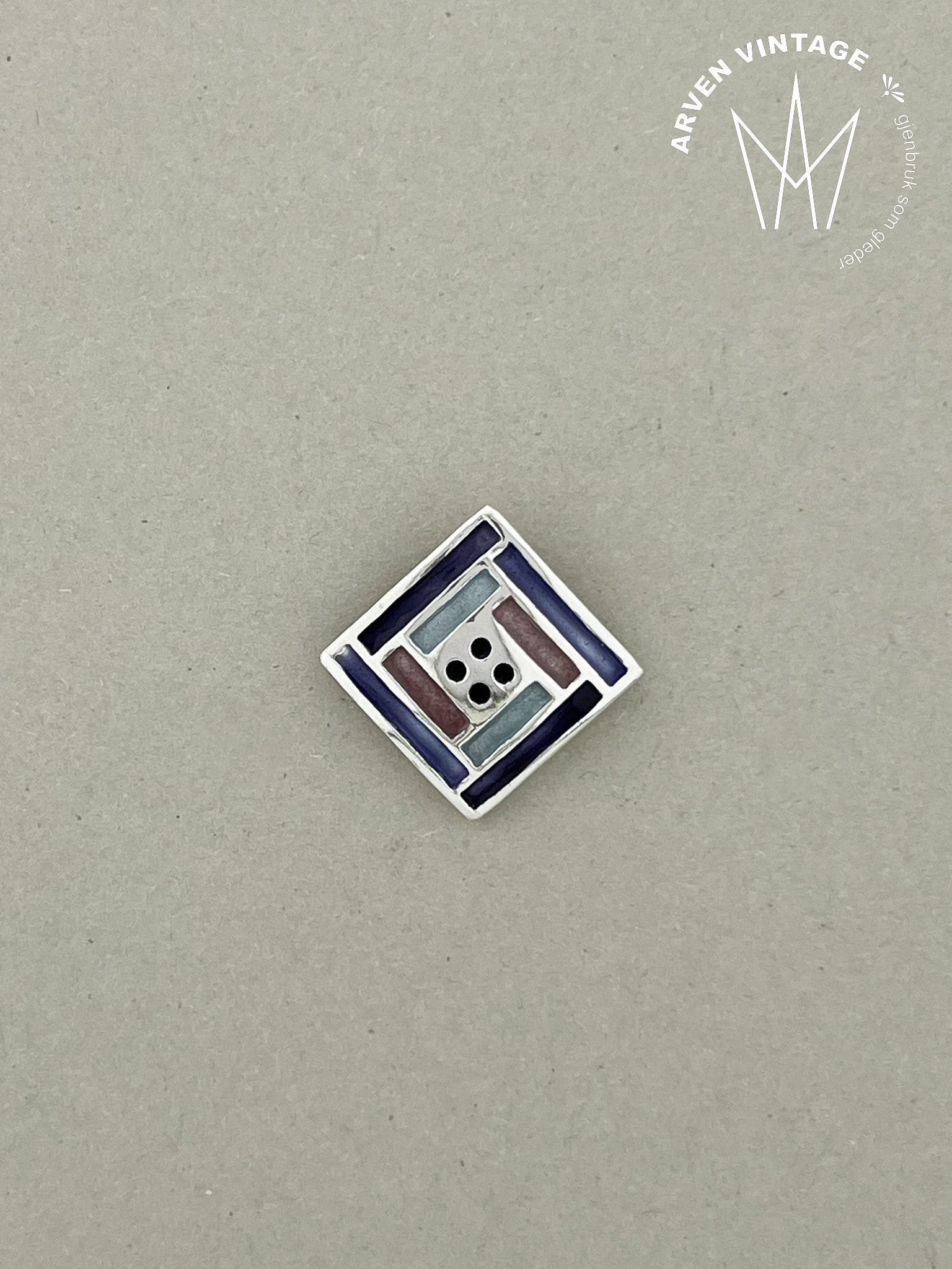 Vintage Embla emalje sølvanheng