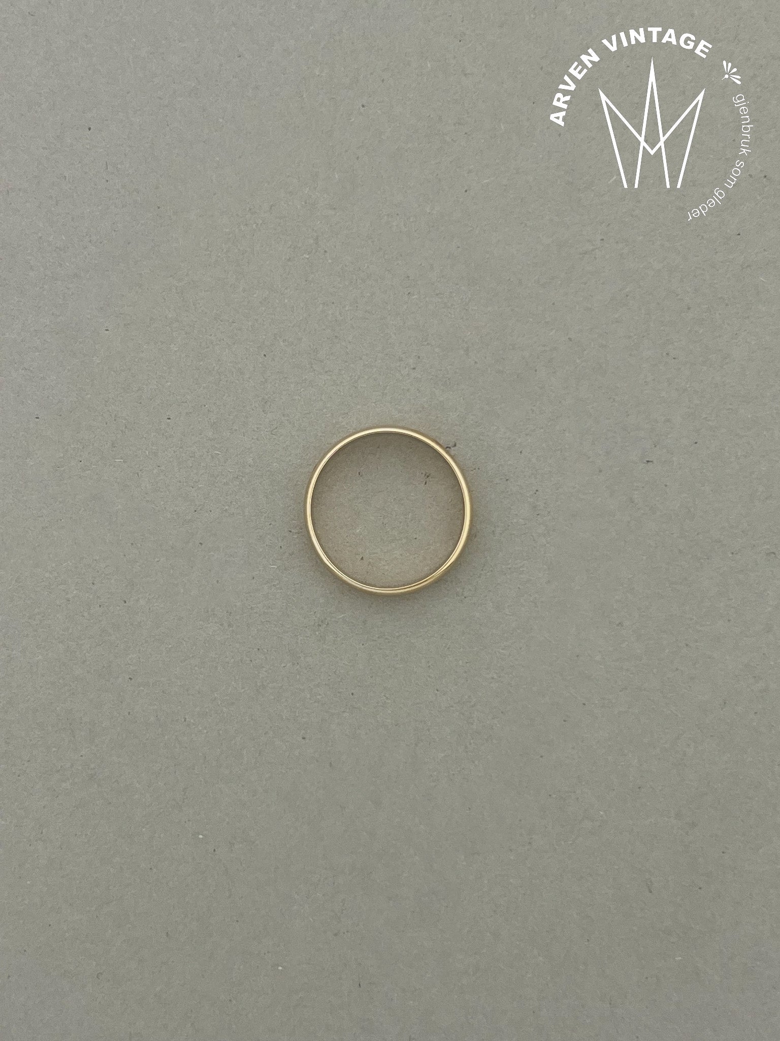 Vintage glatt ring gult gull str 57