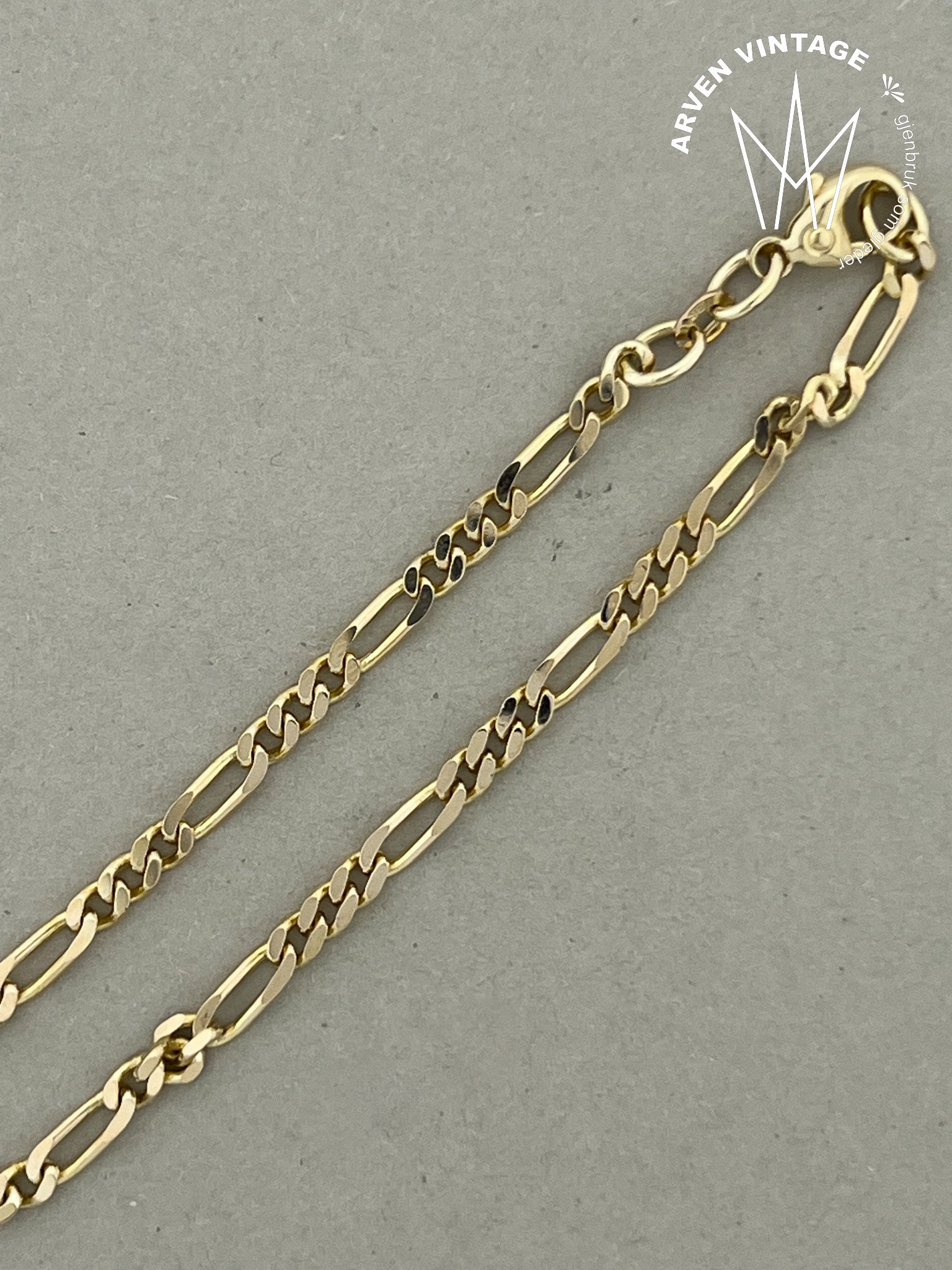 Vintage armbånd gult gull 19cm