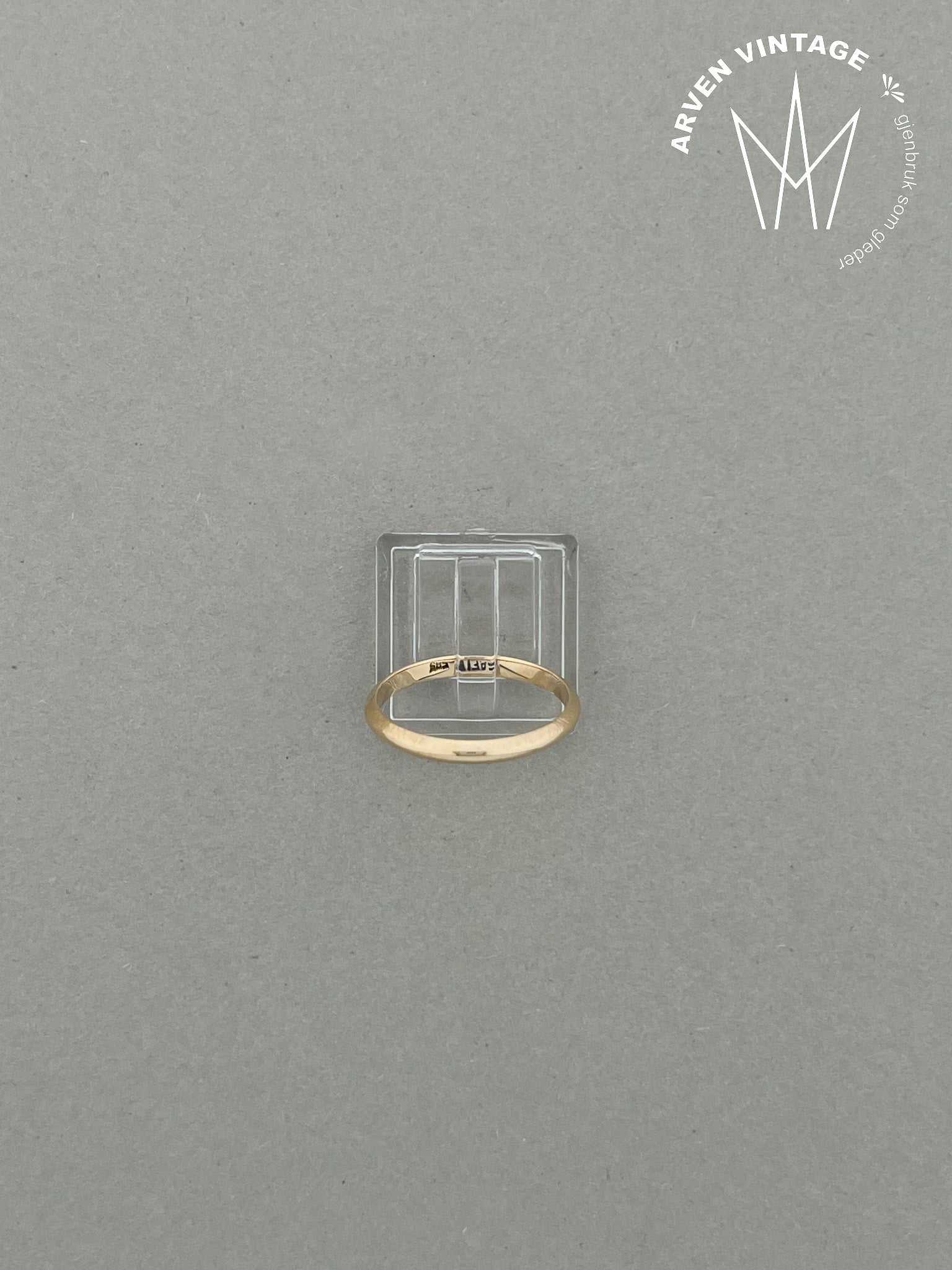 Vintage glatt ring gult gull str 66