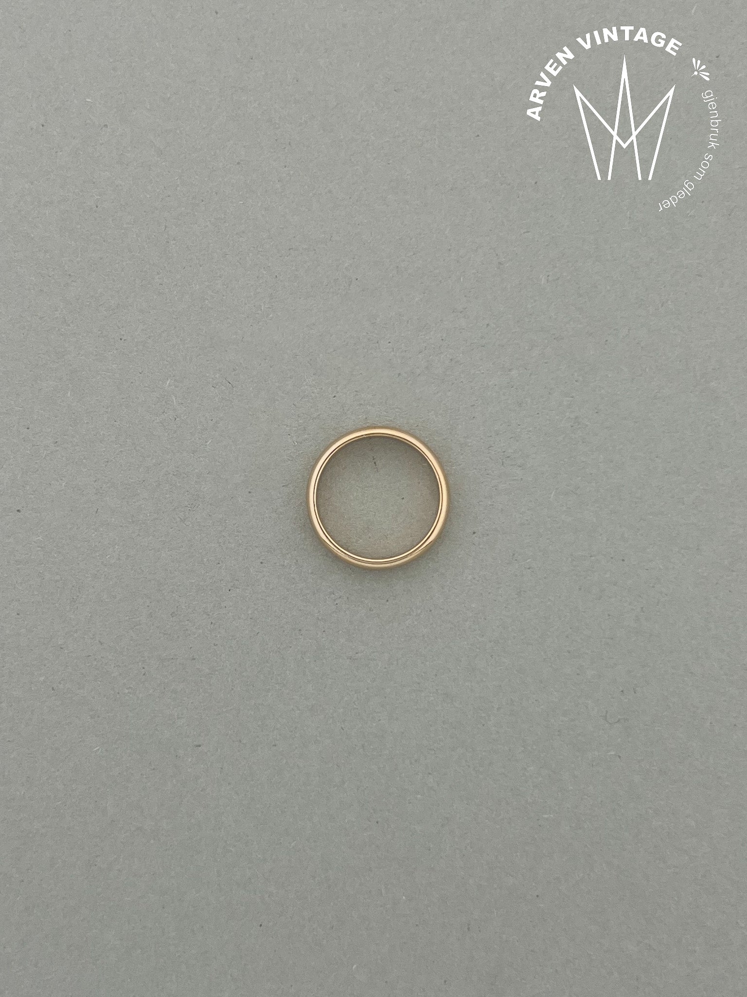 Vintage glatt ring rosegull str 52
