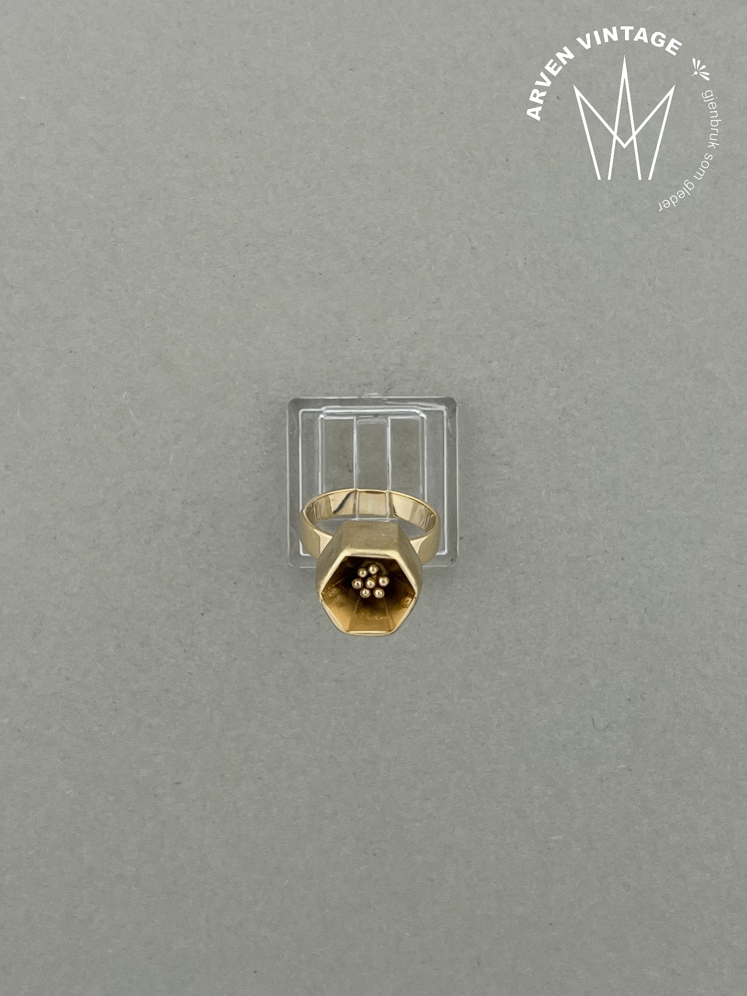 Vintage ring gult gull str 47