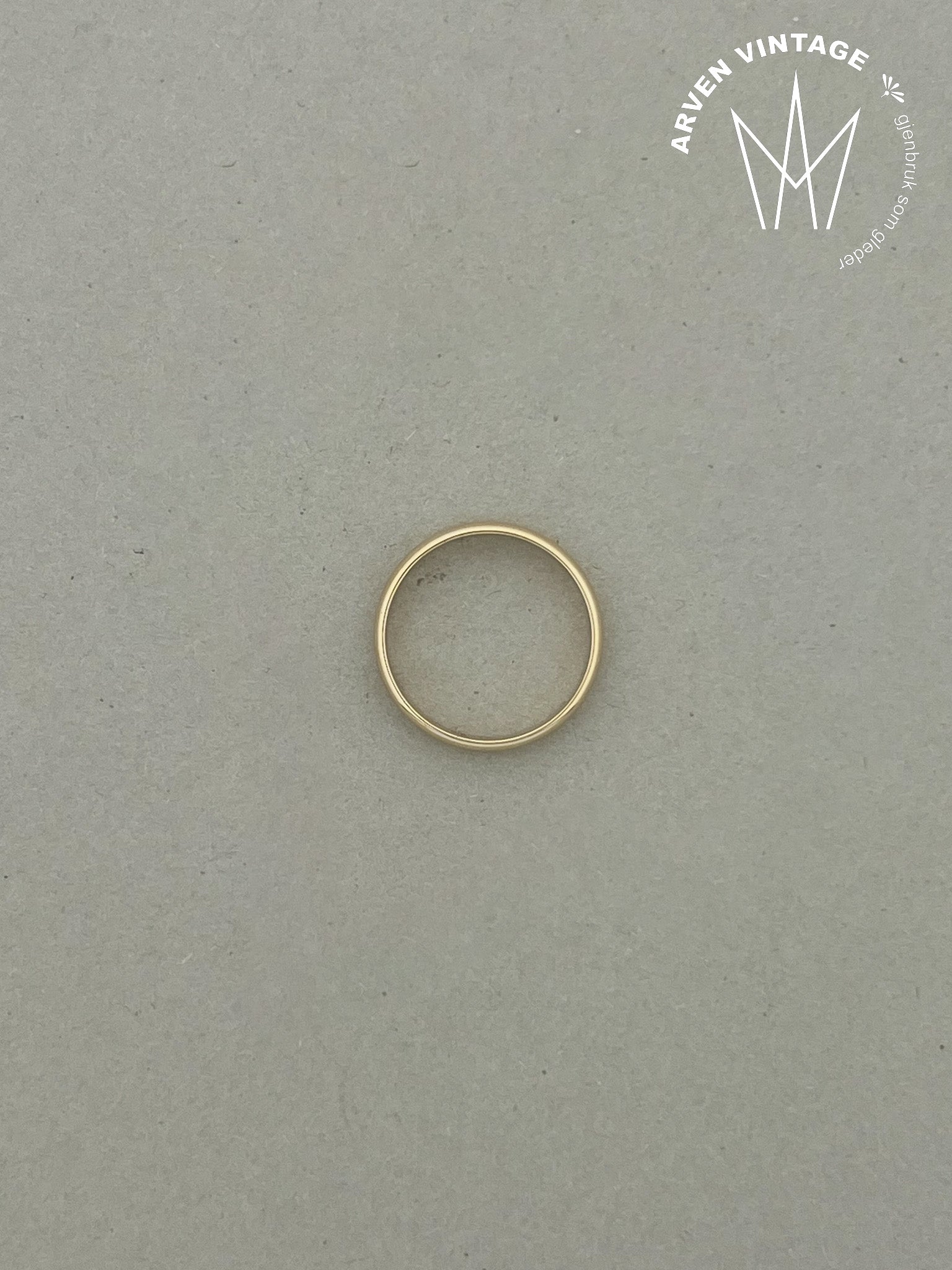 Vintage glatt ring gult gull str 53