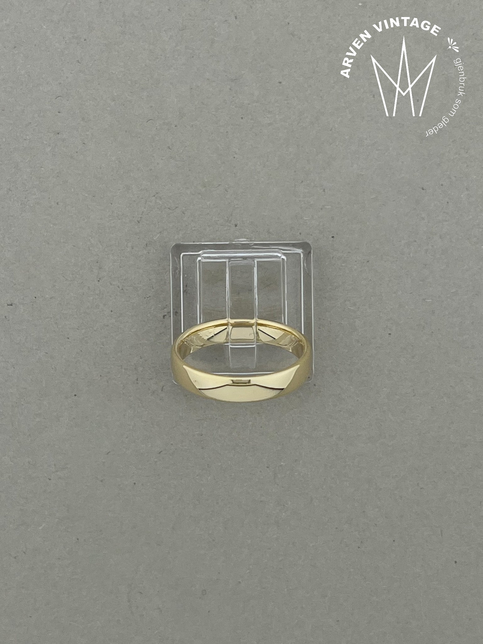 Vintage glatt ring gult gull str 55
