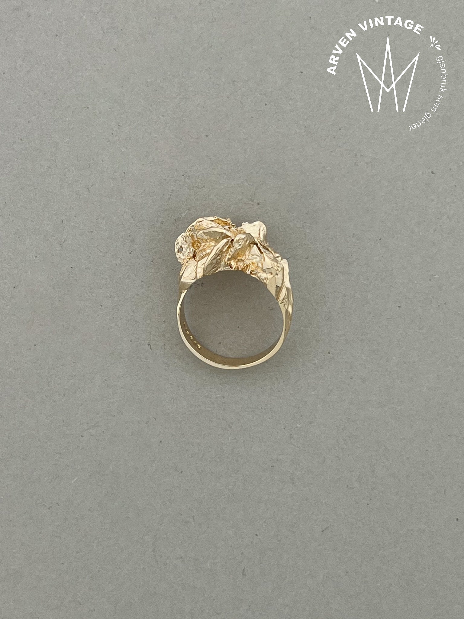 Vintage ring gult gull str 52