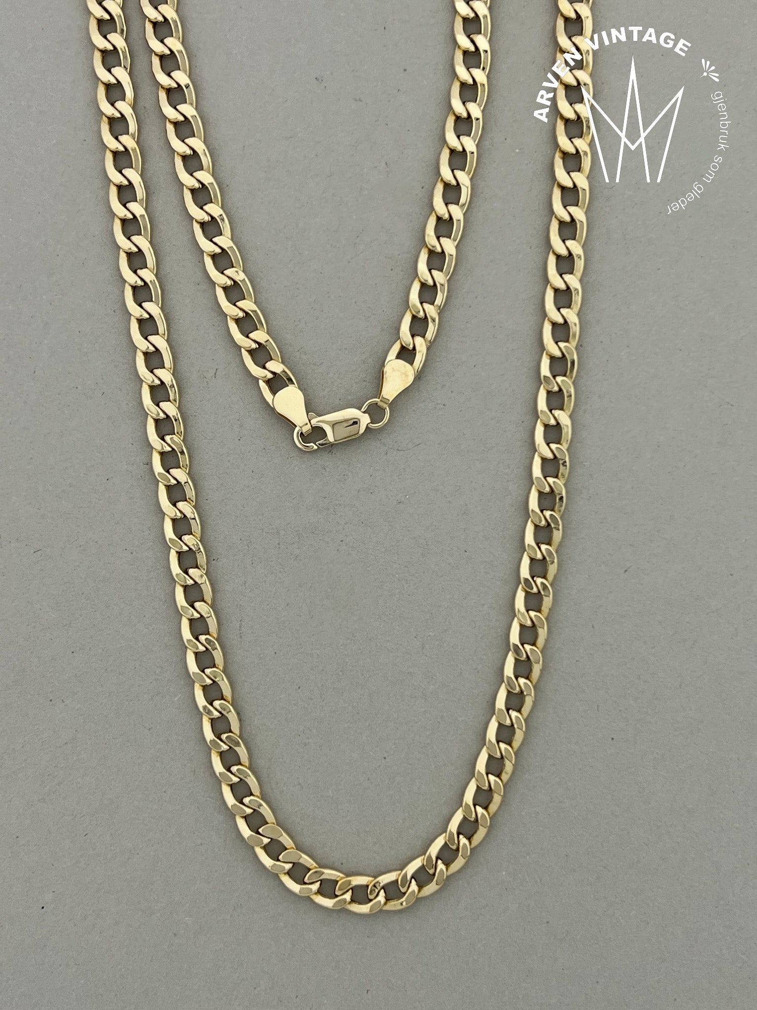 Vintage halskjede 18K gult gull 52cm