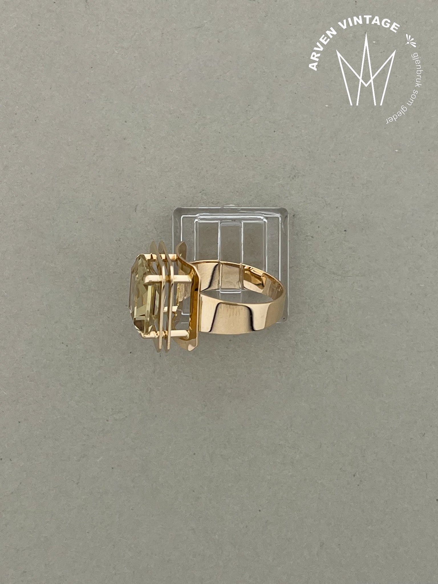 Vintage ring gult gull str 57