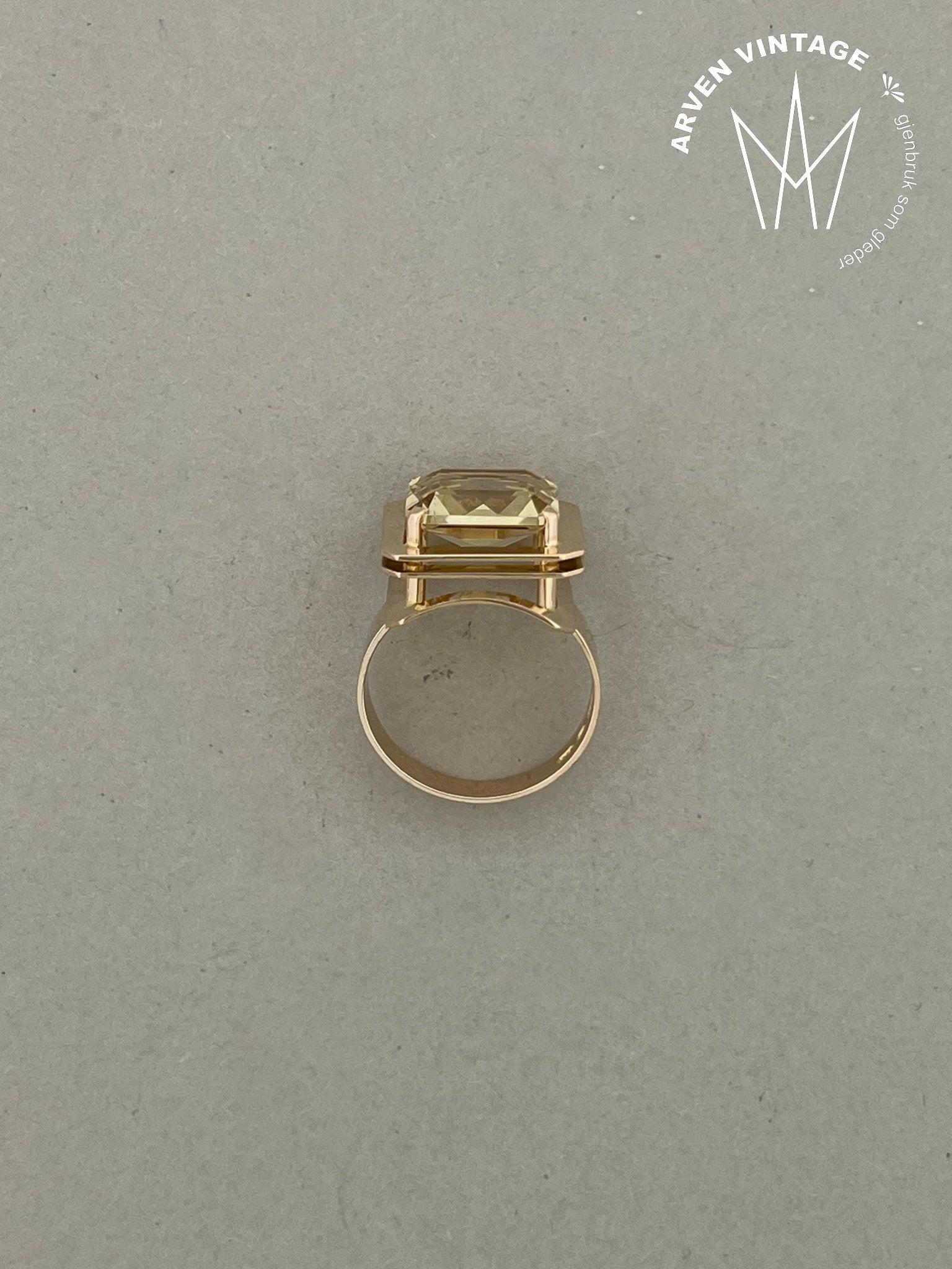 Vintage ring gult gull str 57