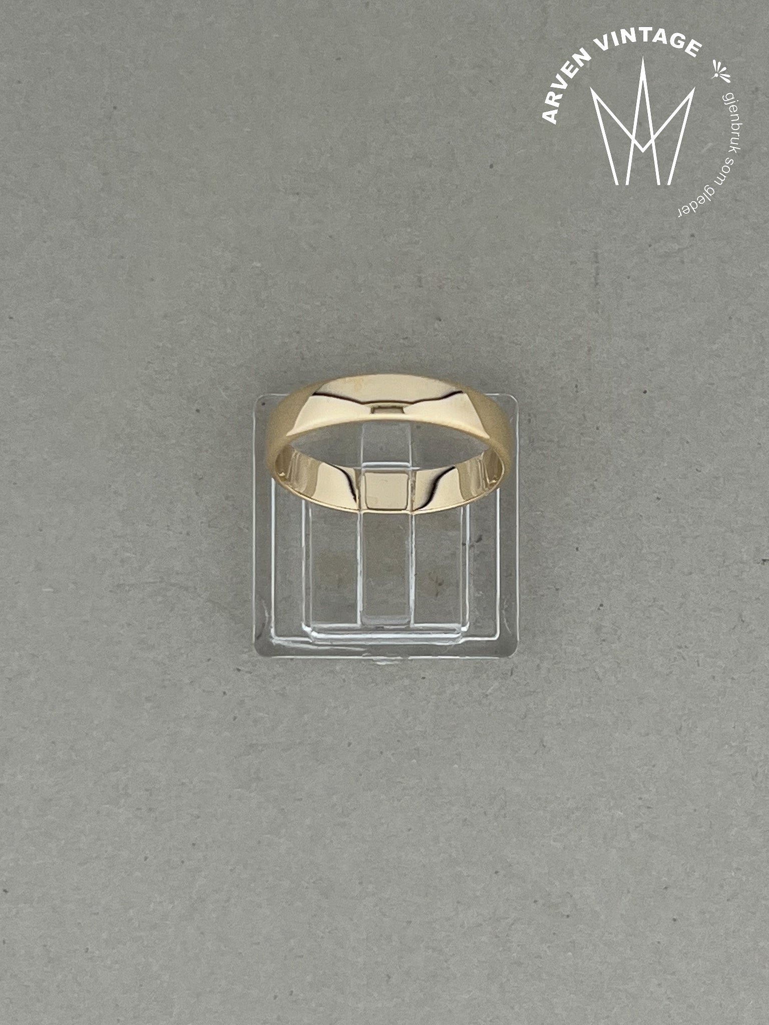 Vintage glatt ring gult gull str 54