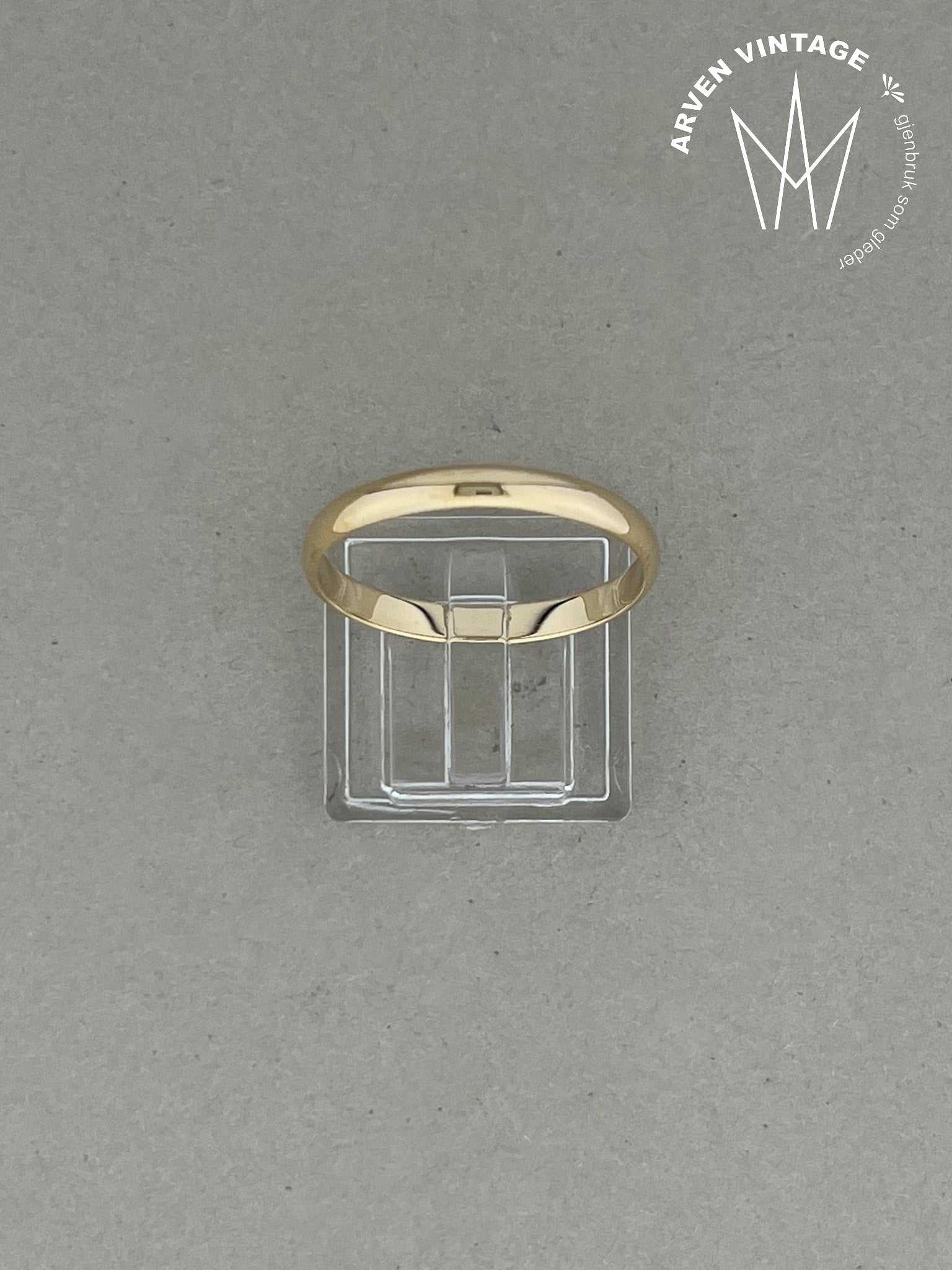 Vintage glatt ring gult gull str 66