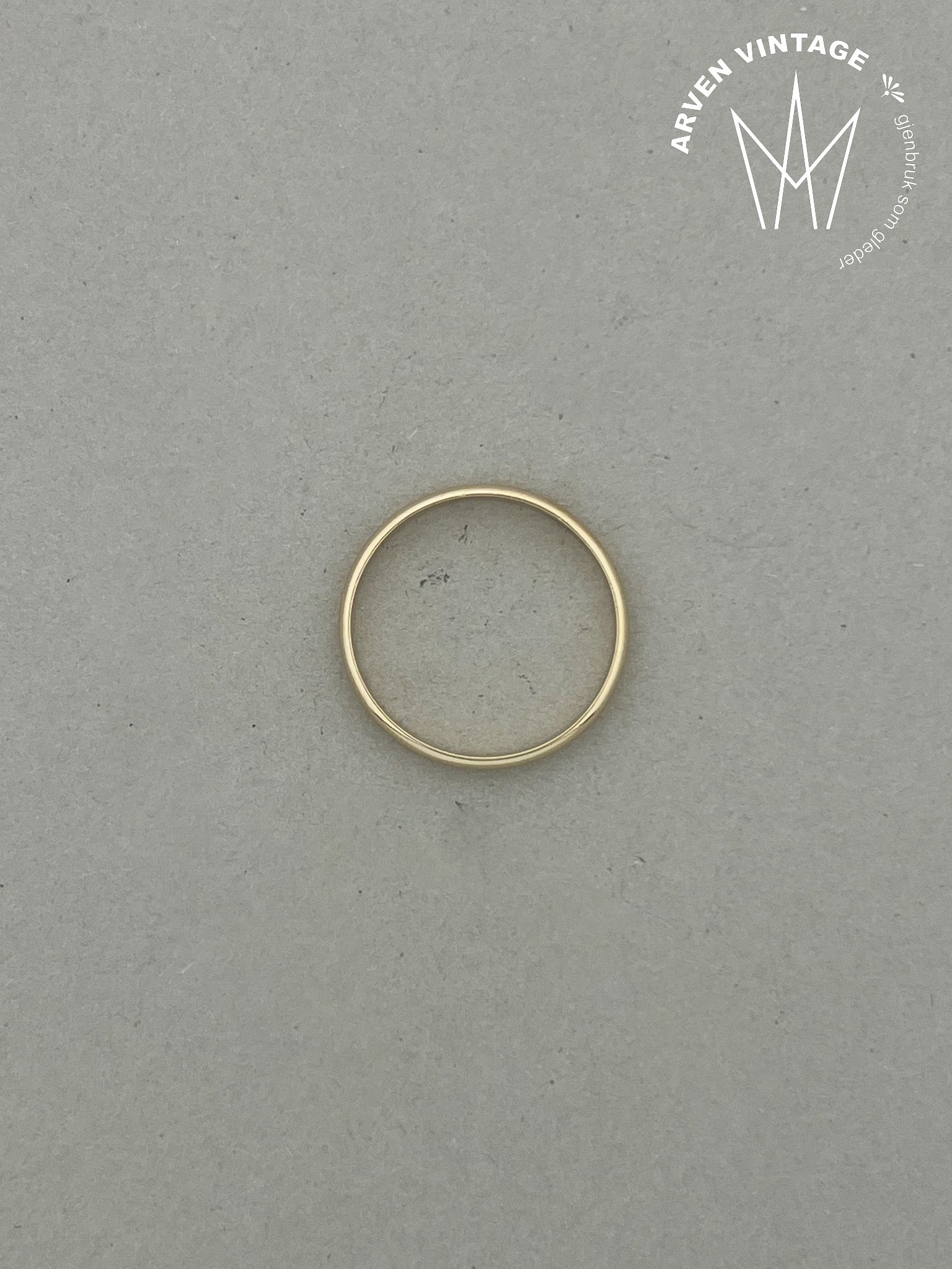 Vintage glatt ring gult gull str 66