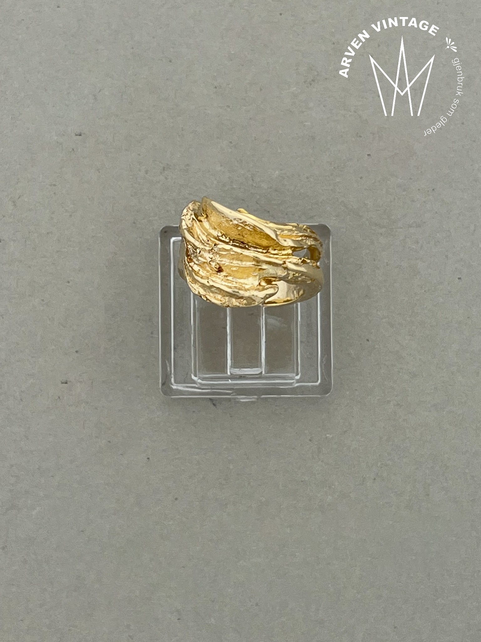 Vintage ring gult gull str 44