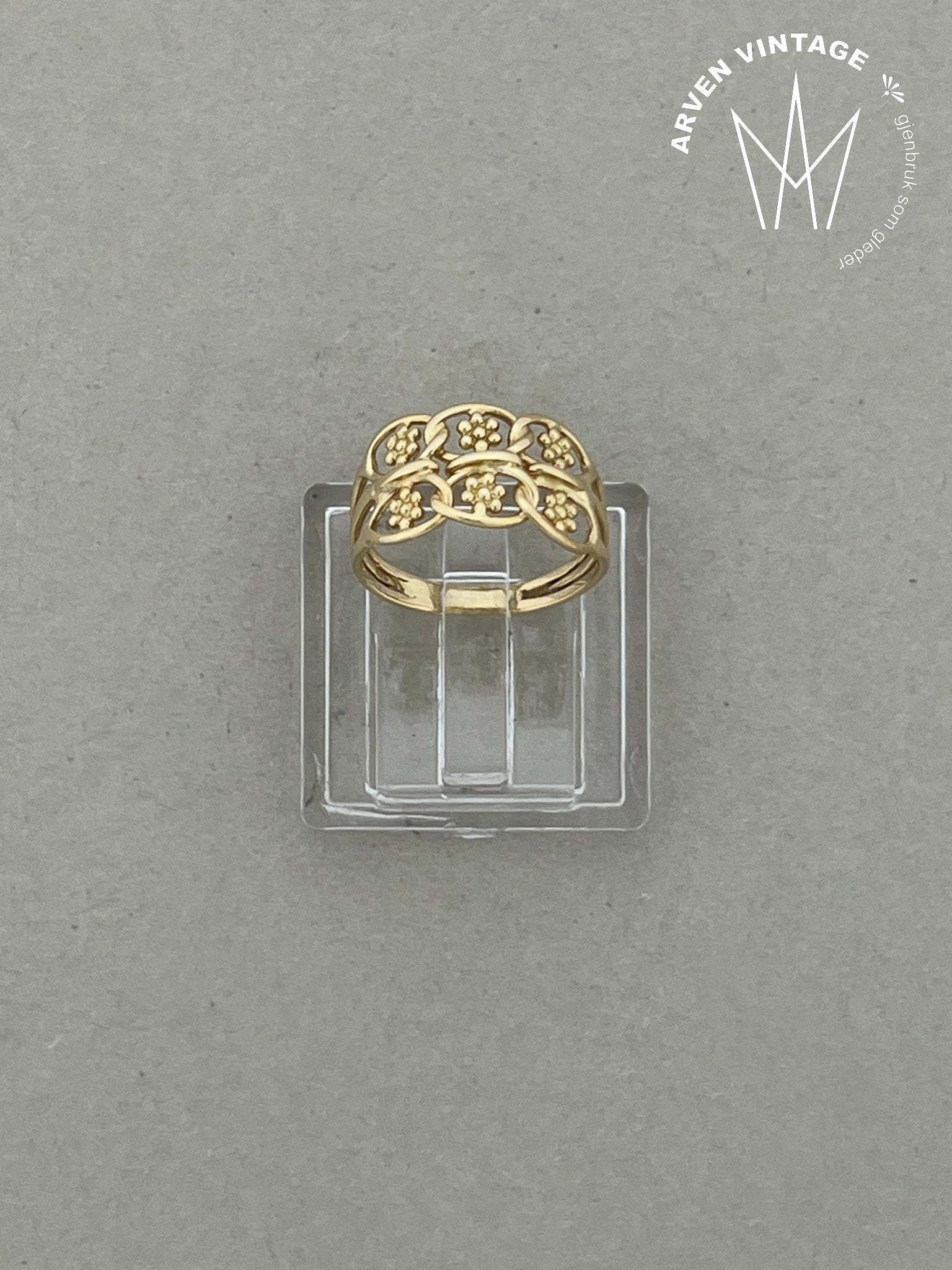 Vintage ring gult gull str 43