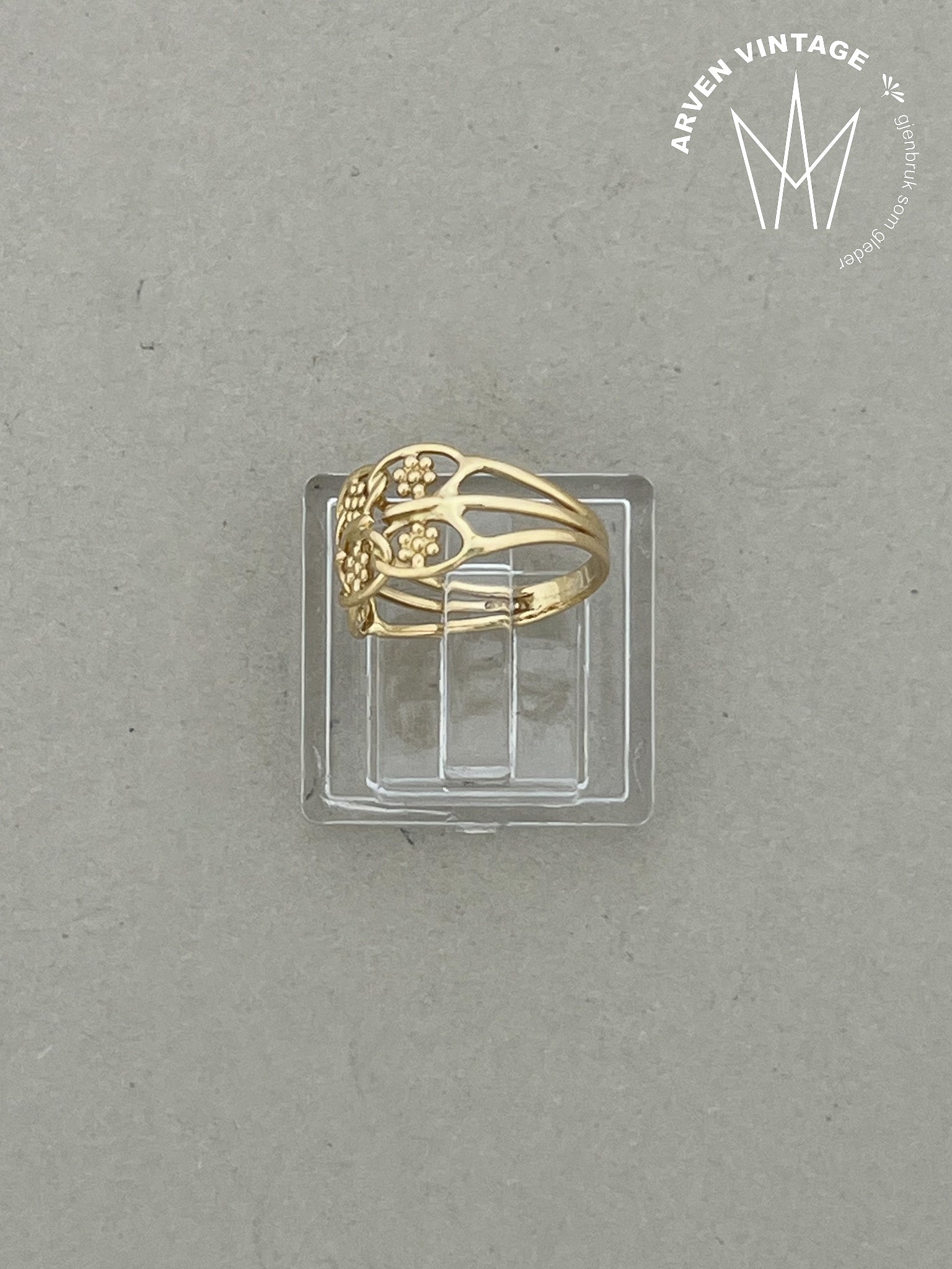 Vintage ring gult gull str 43