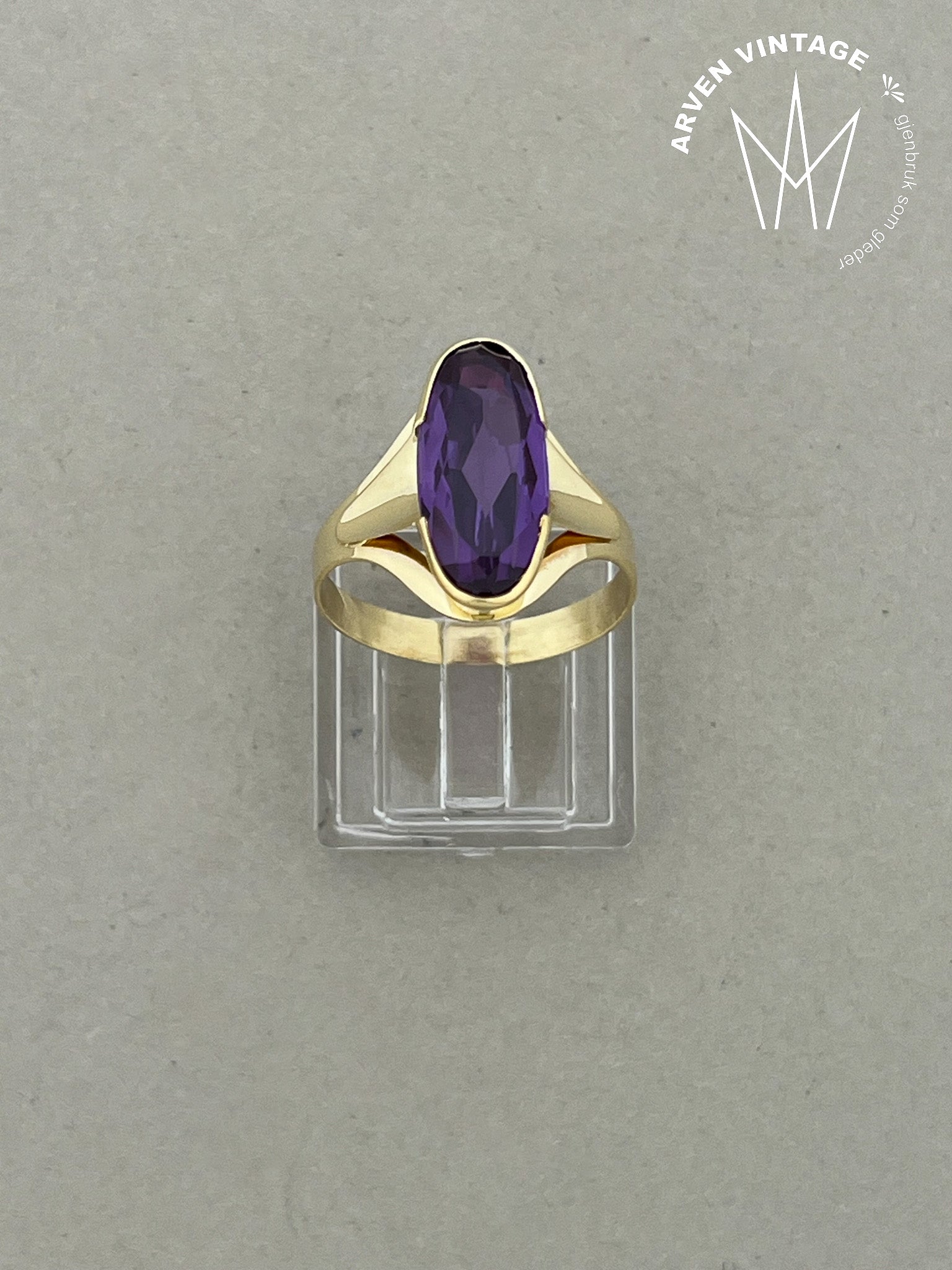 Vintage ring gult gull str 60